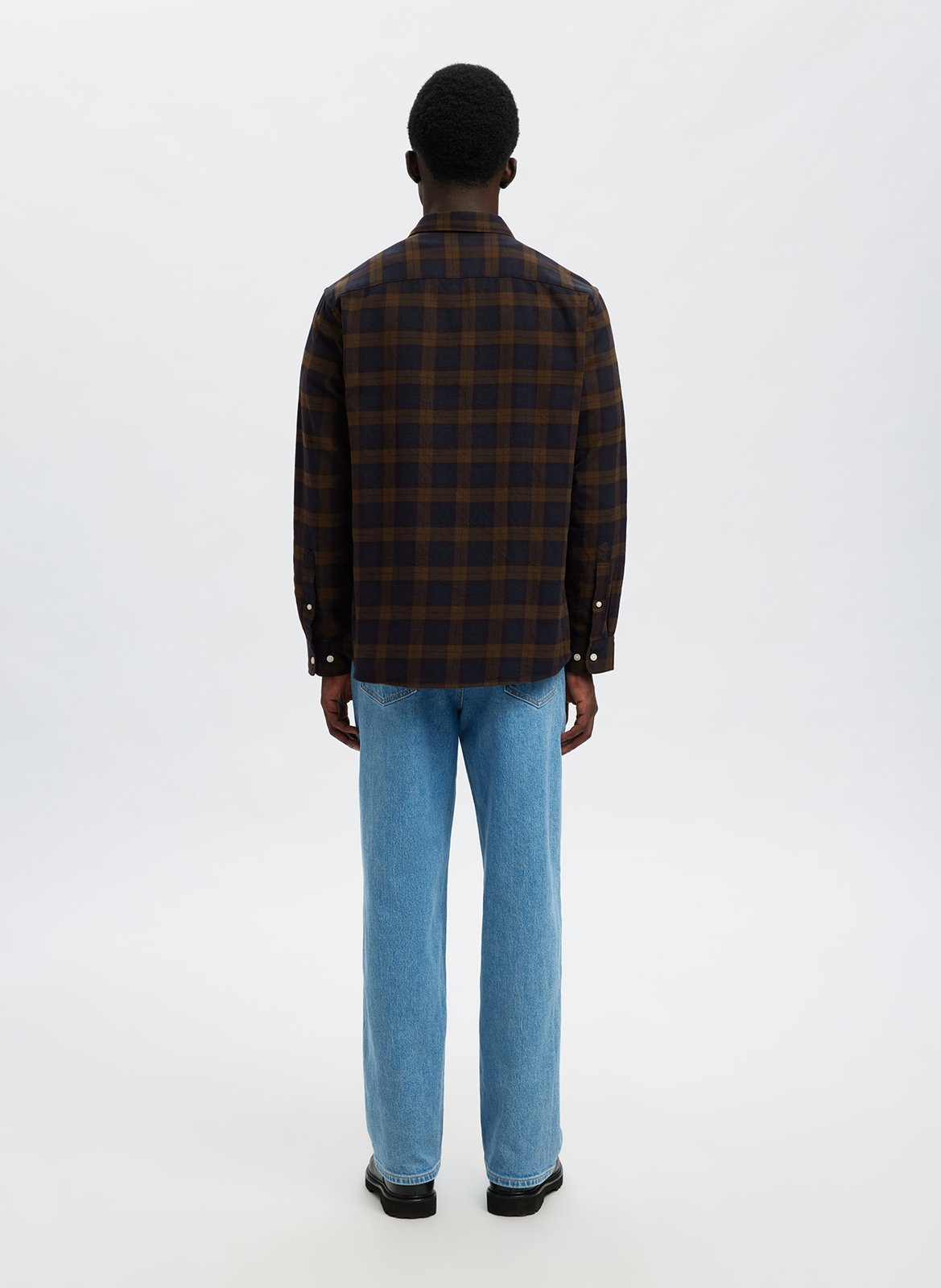 Organic cotton shirt with classic collar SELECTED Brown