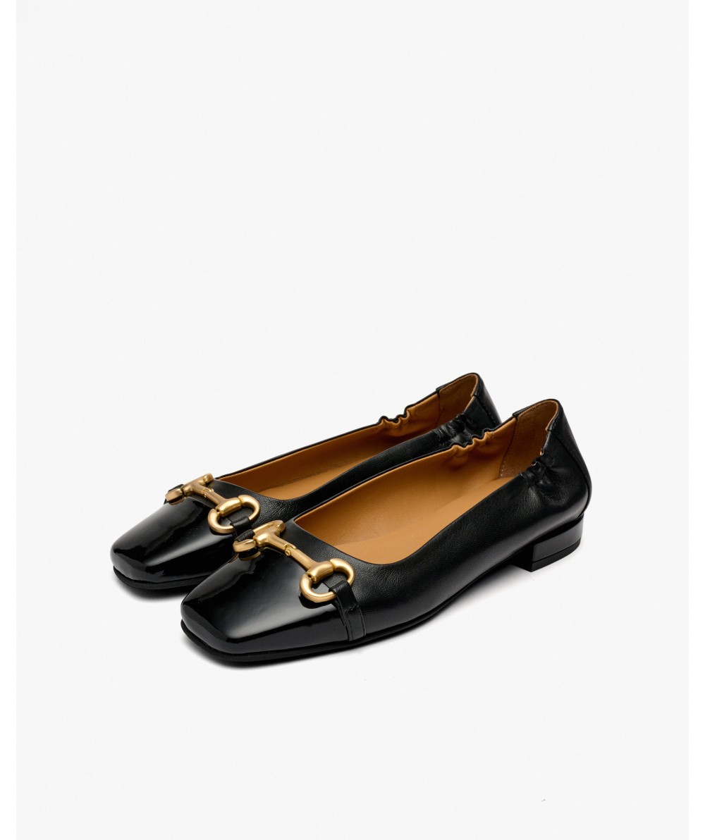 Two-tone black leather ballet flats with ornament PEDRO MIRALLES Black