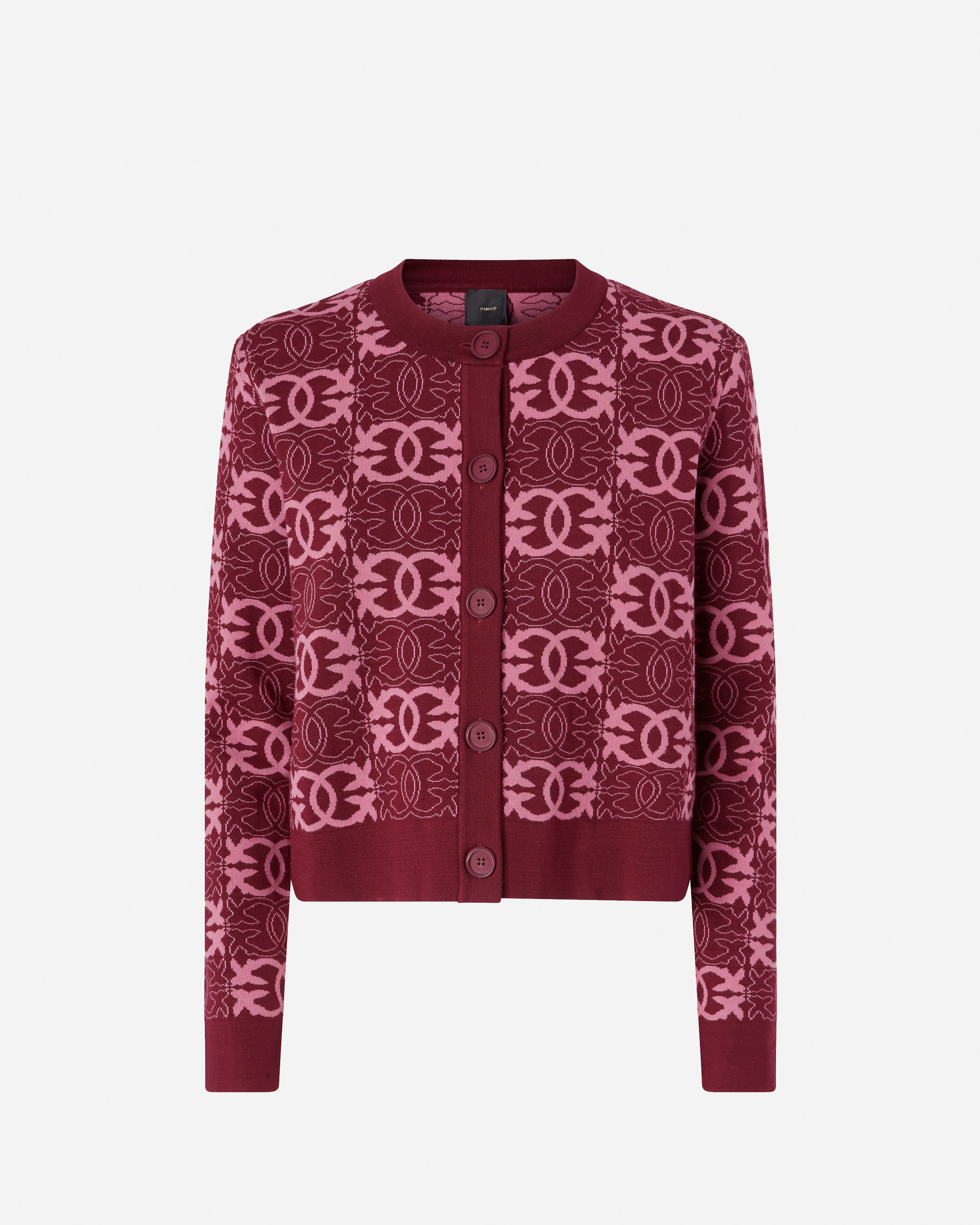 Cardigan with love birds logo PINKO Purple