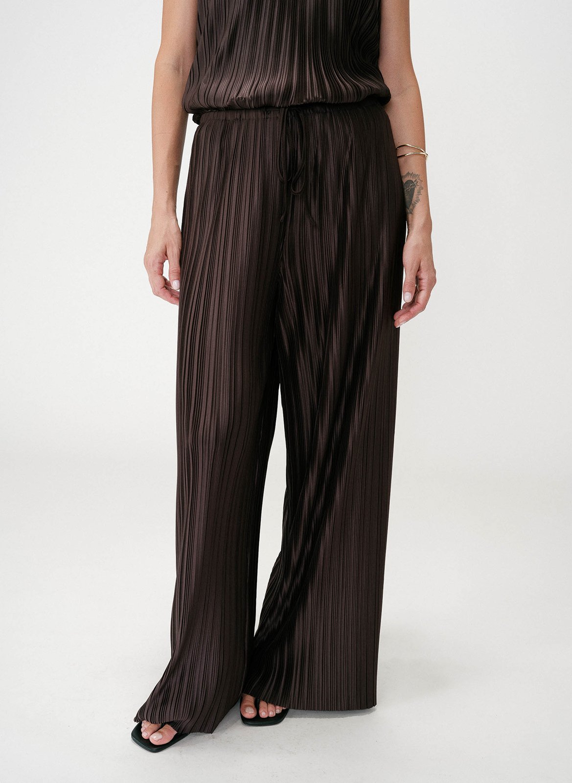 Pantalon large plissé GRACE ET MILA Marron