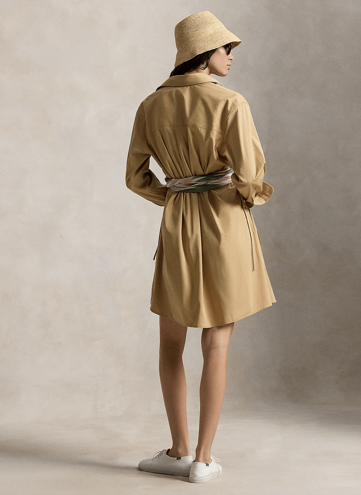 Kurzes Hemdkleid mit Taillierung aus Baumwolle POLO RALPH LAUREN Beige