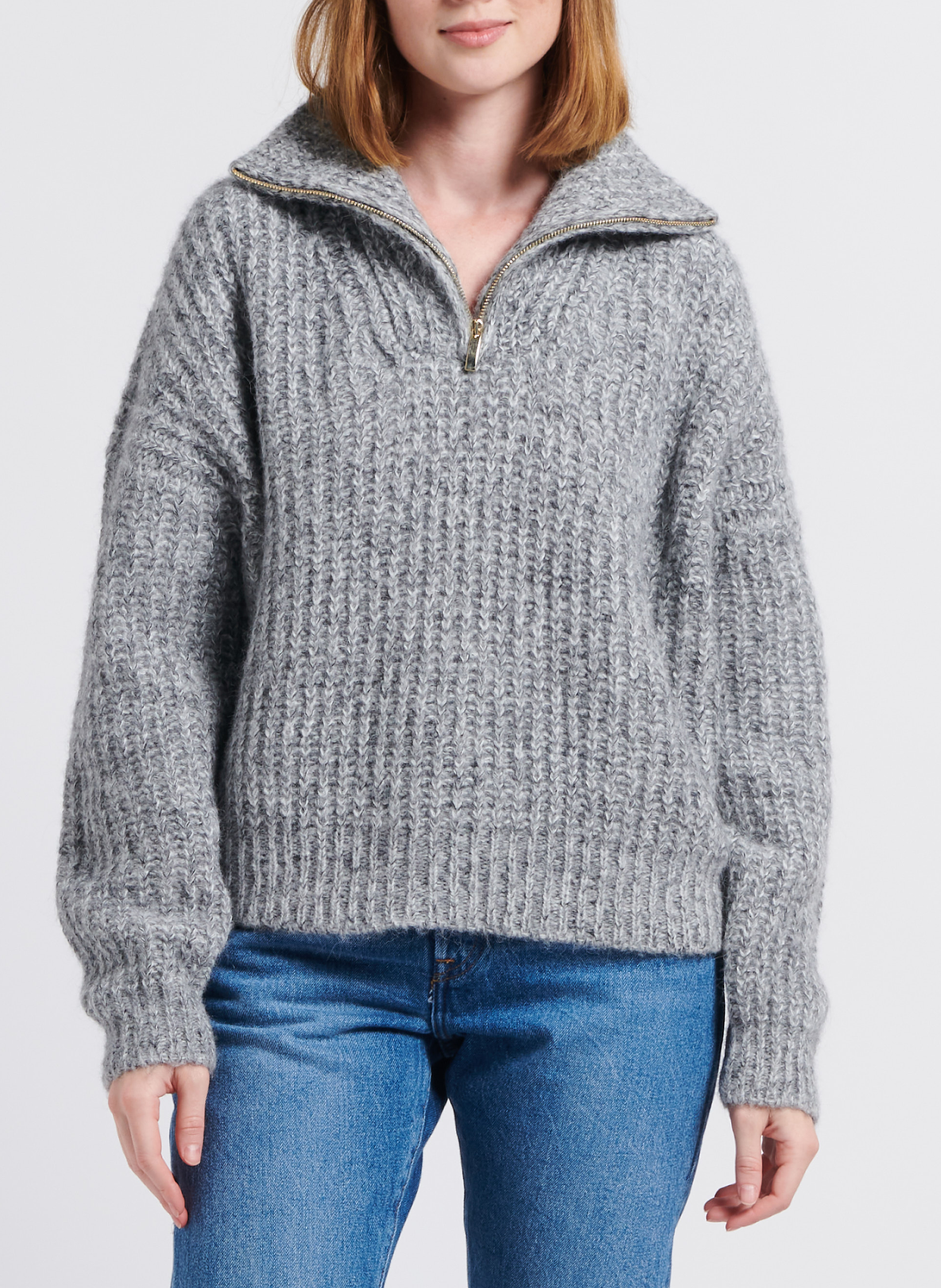 Pull col montant en laine mélangée BA&SH Noir