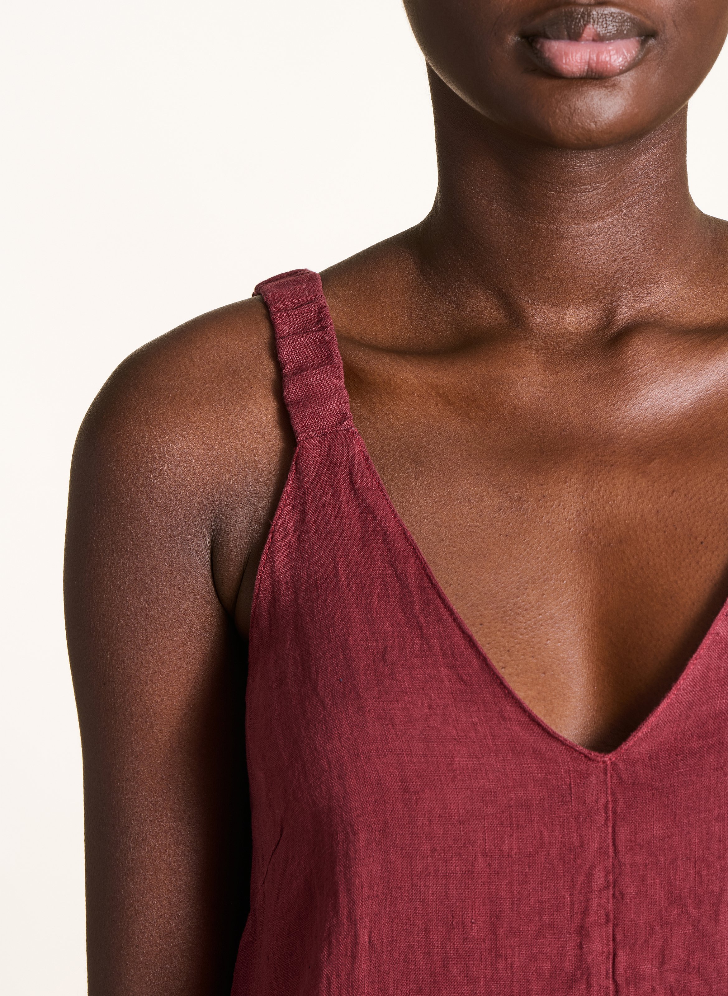Effen linnen jumpsuit | Bruin LA FEE MARABOUTEE Dames