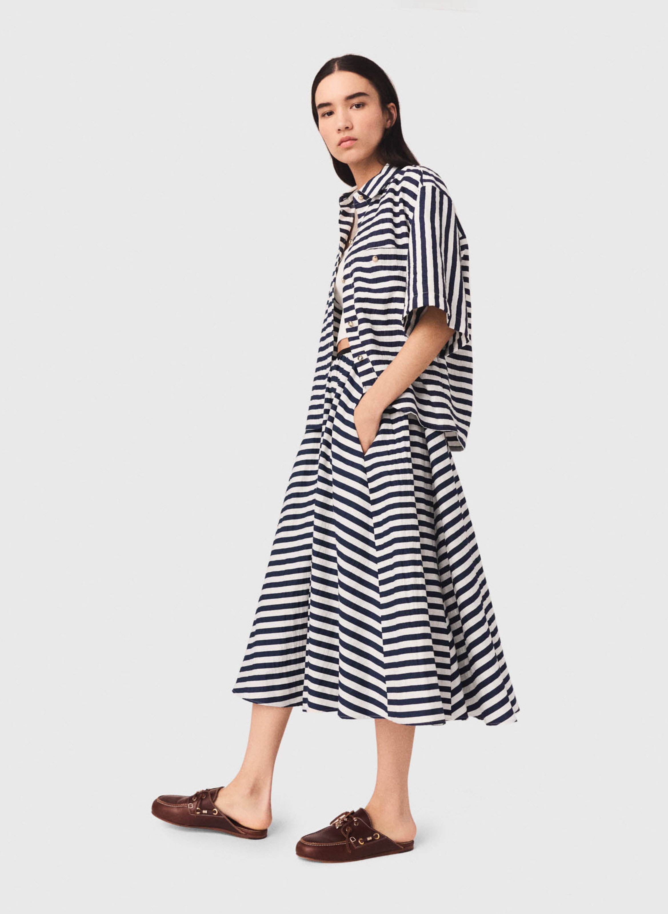 Striped flared midi skirt MAJE White