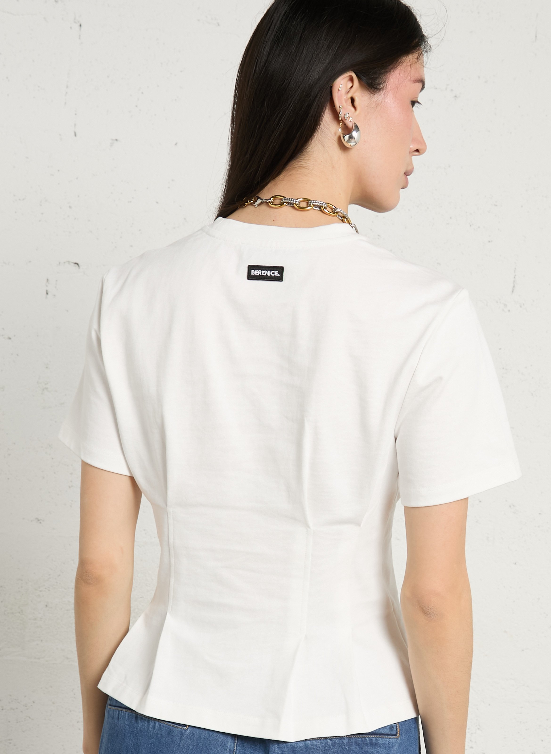 Getailleerd T-shirt van katoen BERENICE Wit