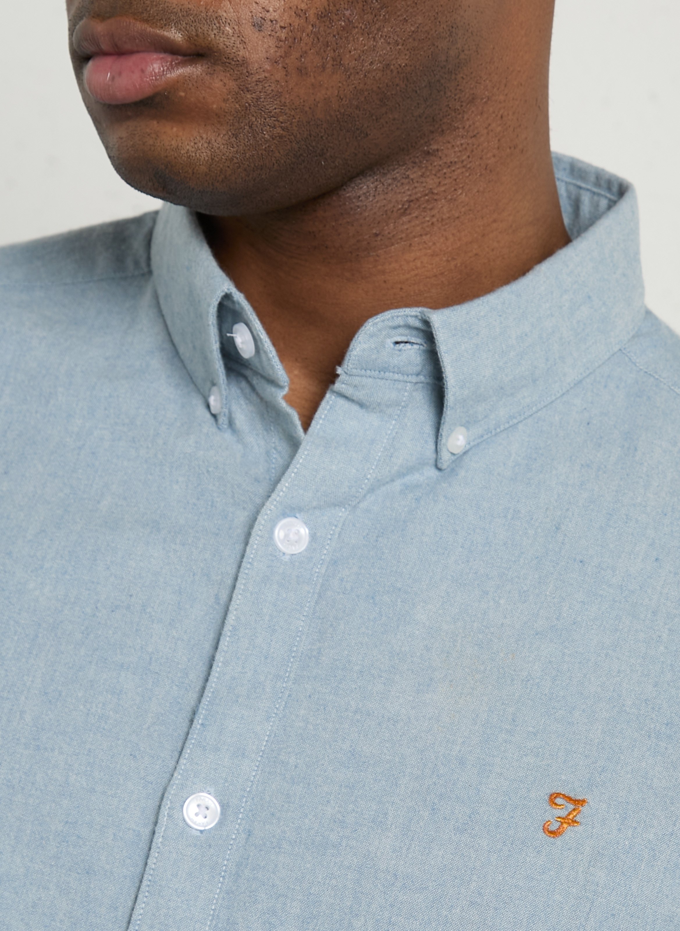 Chemise regular-fit col américain en coton bio FARAH Bleu