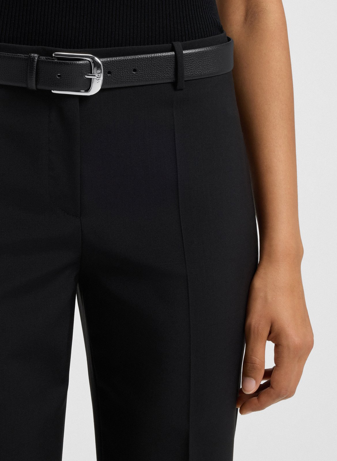 Grained leather belt with buckle BOSS Black