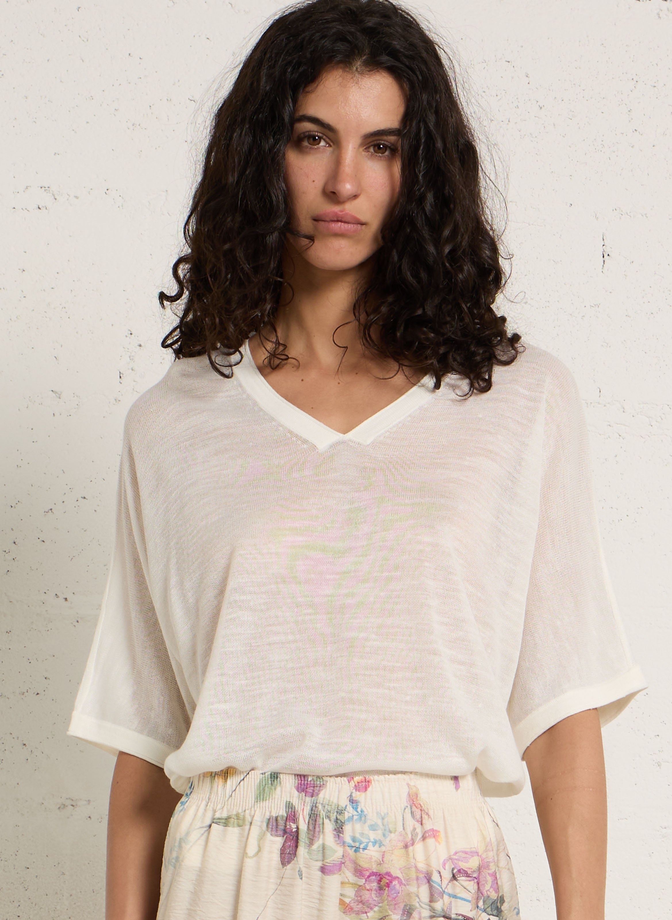 Pull ample col V en maille fine IMPERIAL