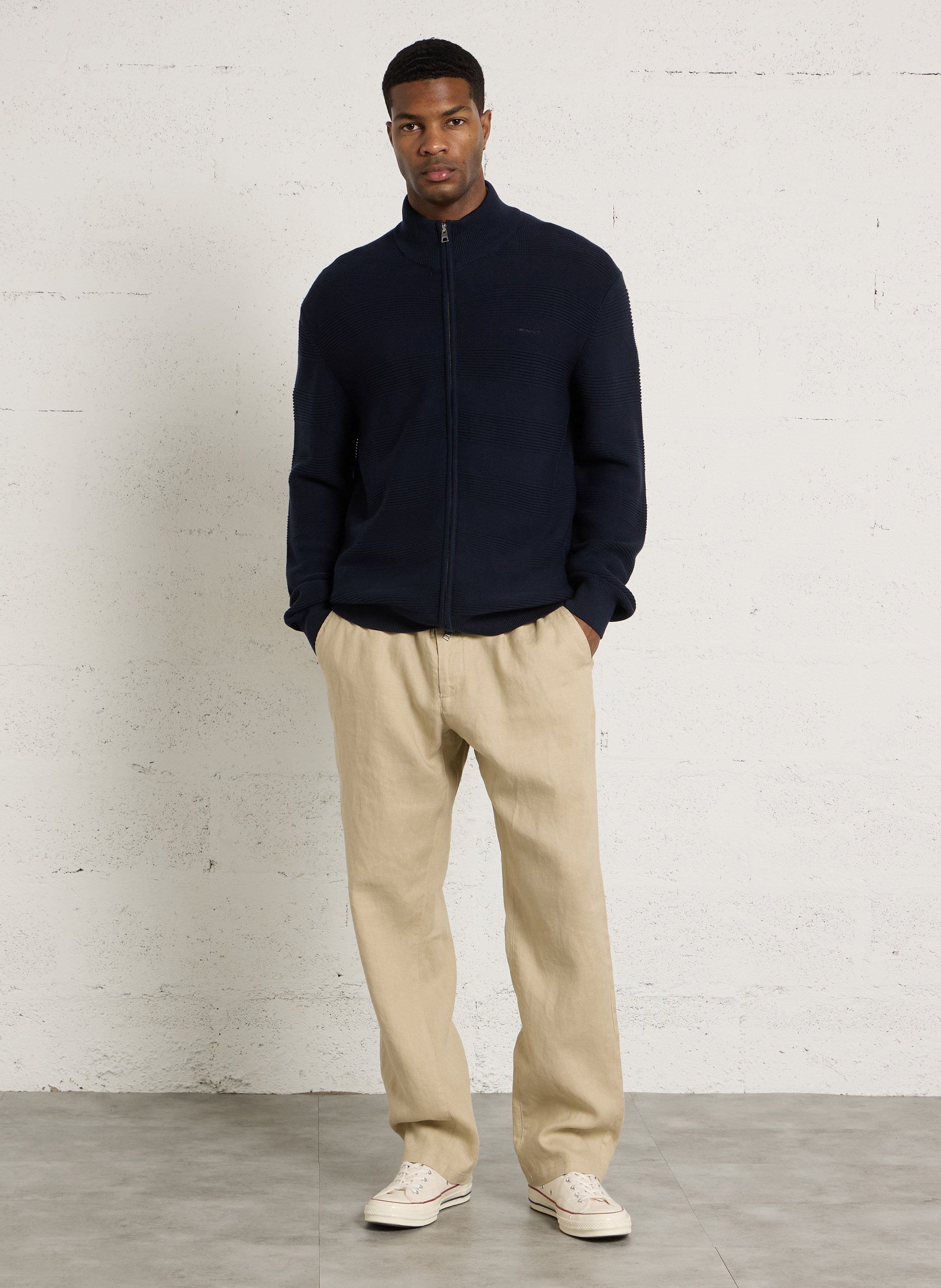 Gilet droit en coton bio et coton GANT Bleu