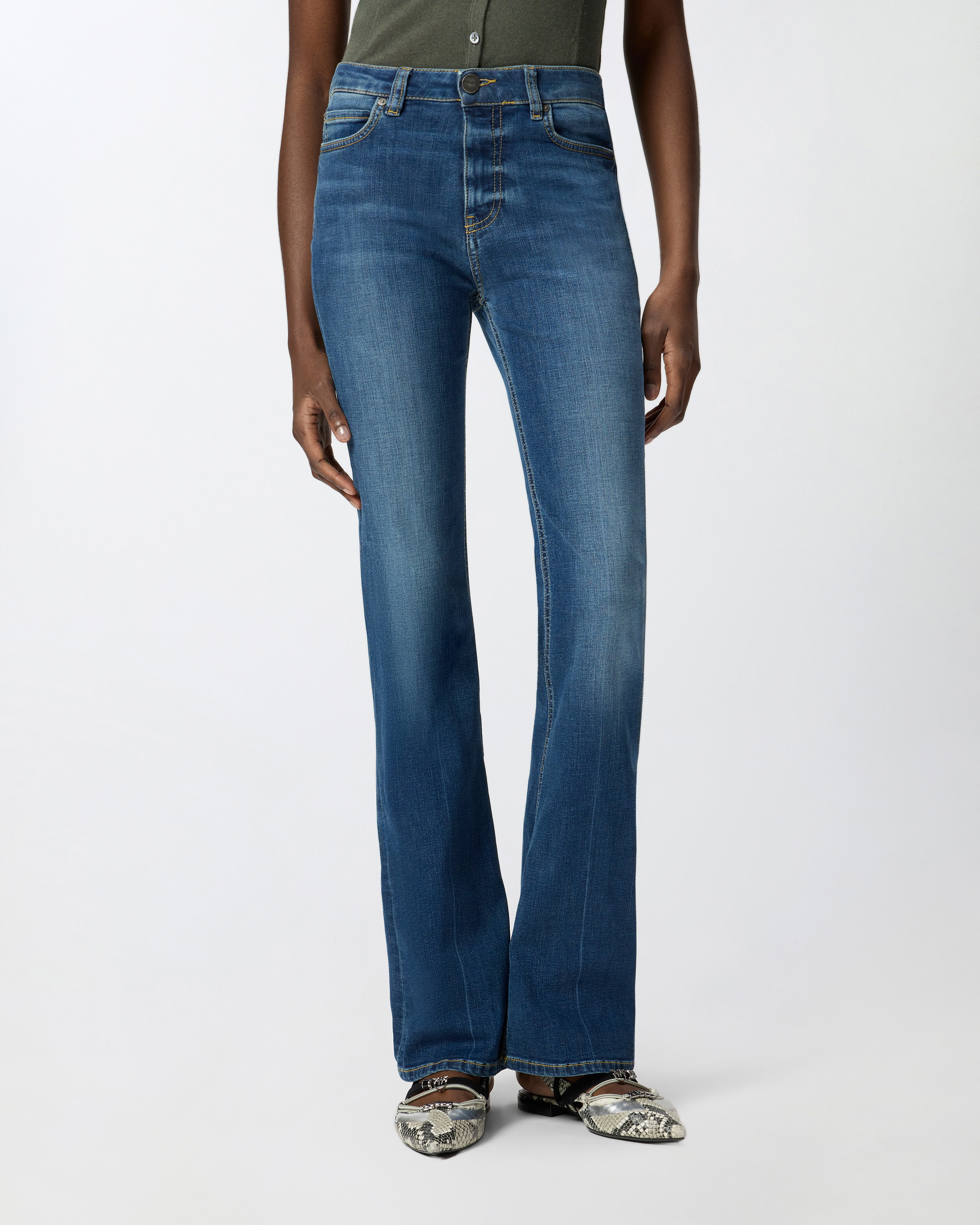 Jean flare en denim stretch PINKO Bleu