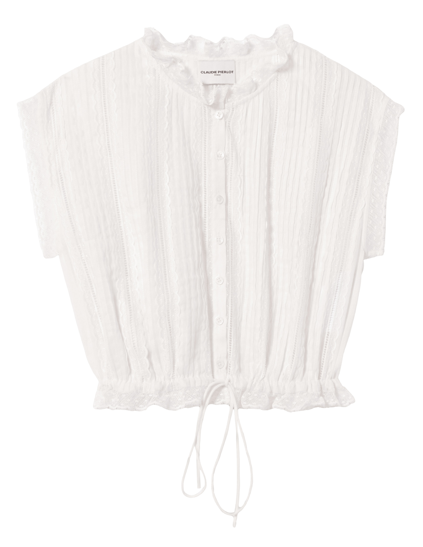 Korte top van kant met knopen CLAUDIE PIERLOT Beige