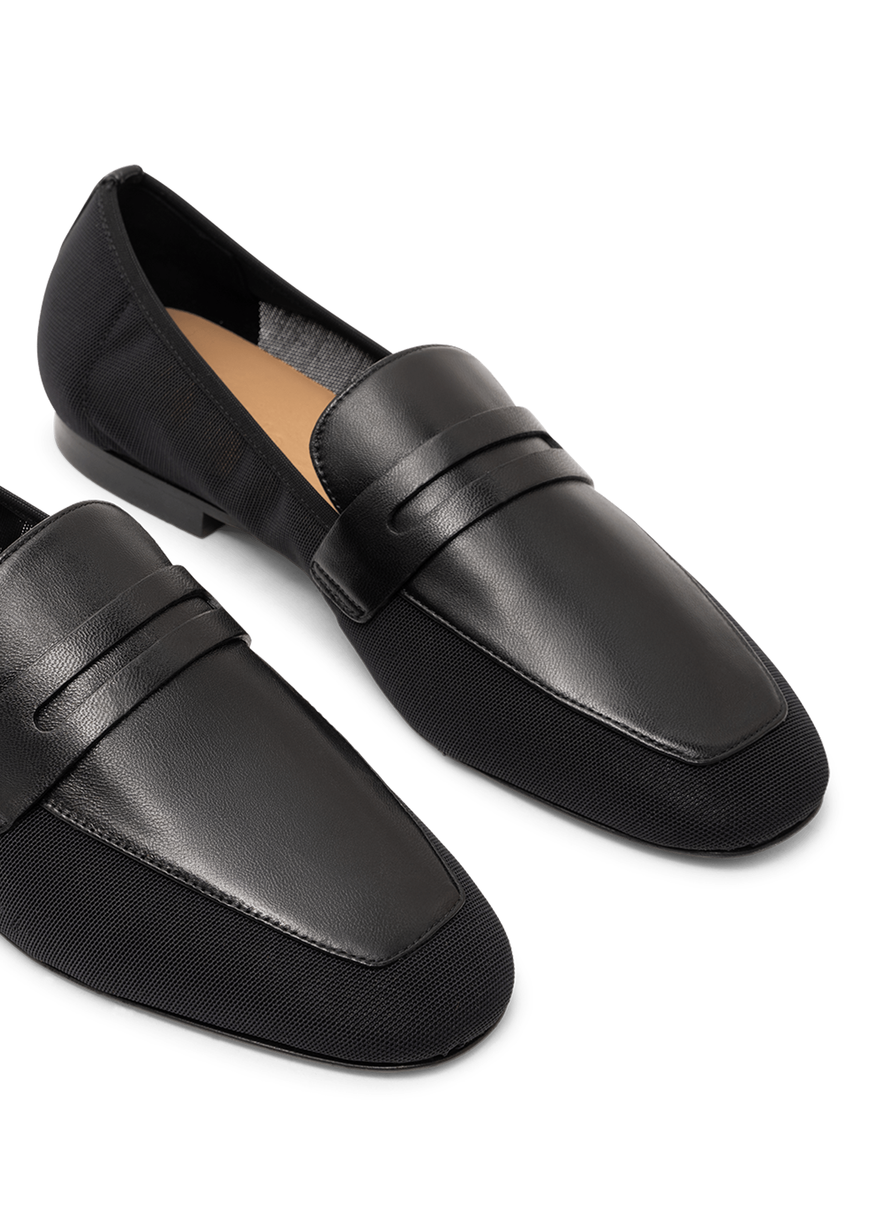 Black mesh and nappa leather moccasins PARALLELE PARIS Black