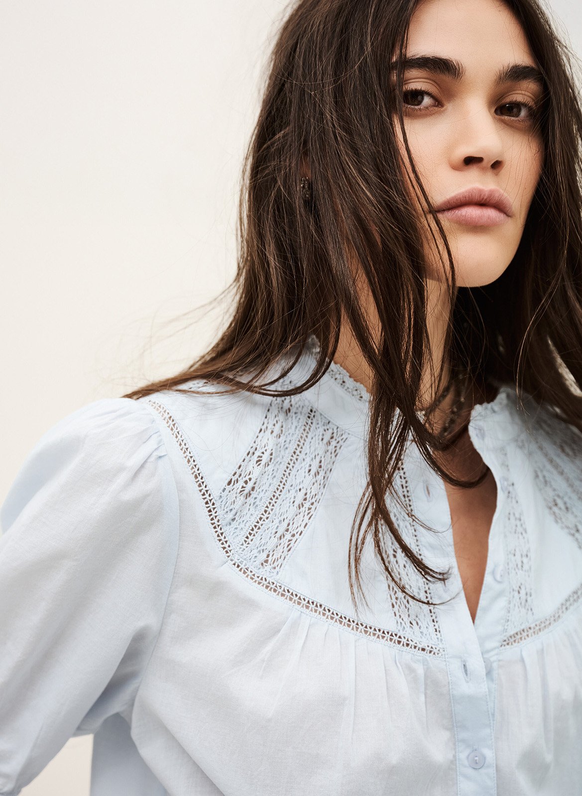 Katoenen oversized blouse Blauw