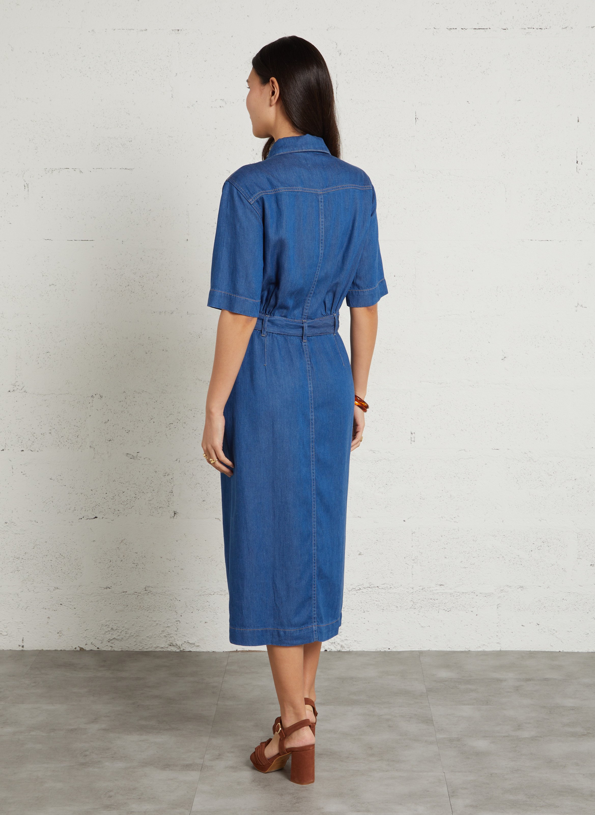 Halflange jeansjurk MAISON 123 Blauw