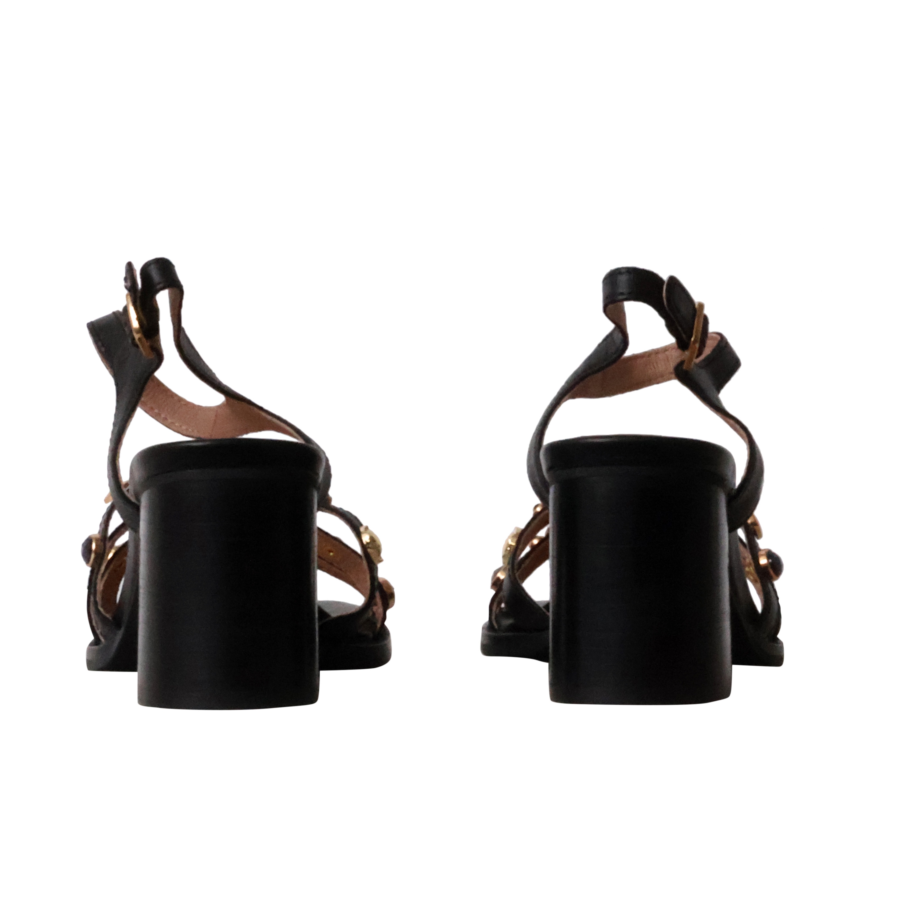 Aicha leather heeled sandals EMILIE KARSTON Black