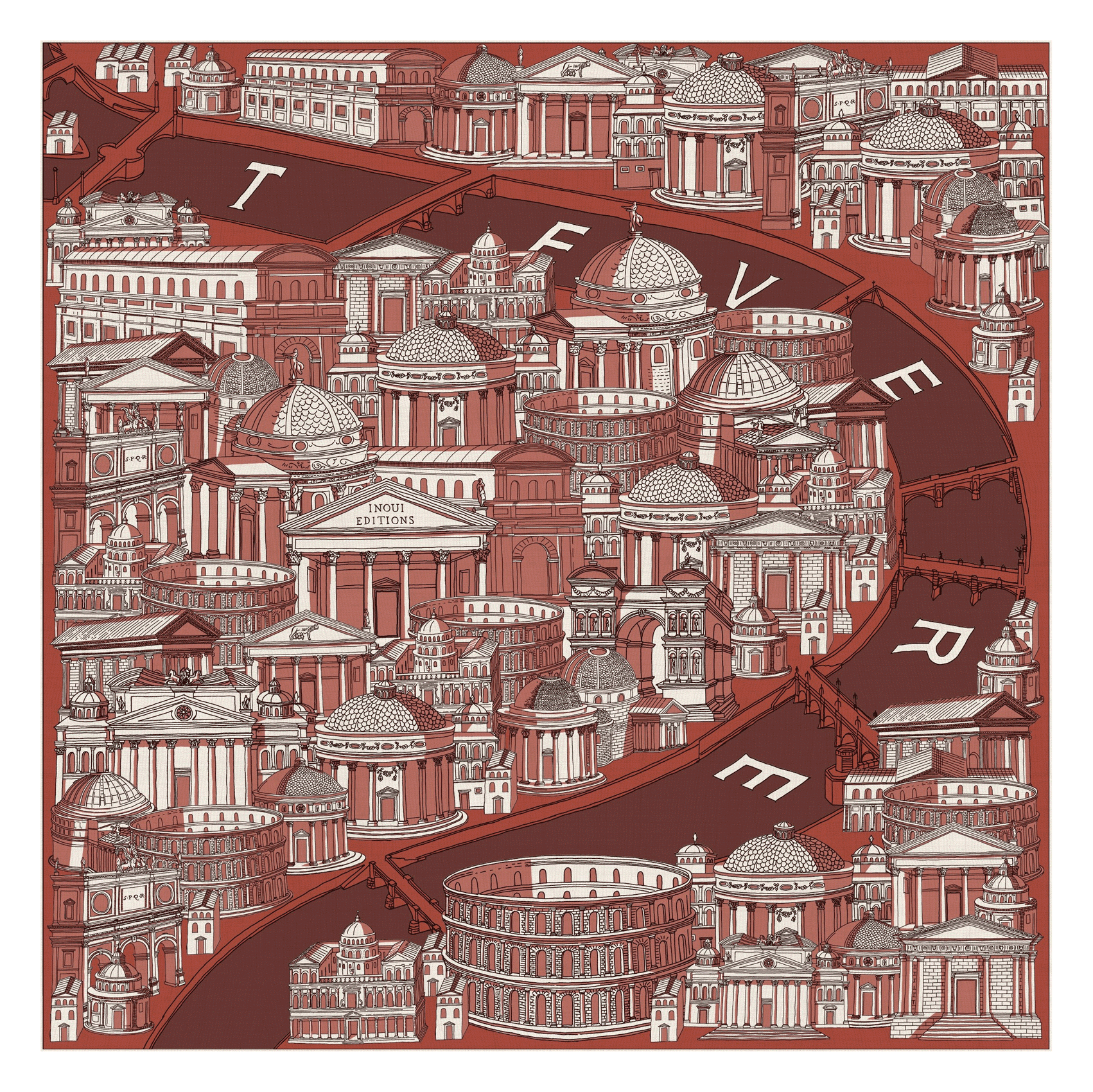 Foulard carré en soir mélangé INOUI EDITIONS Marron