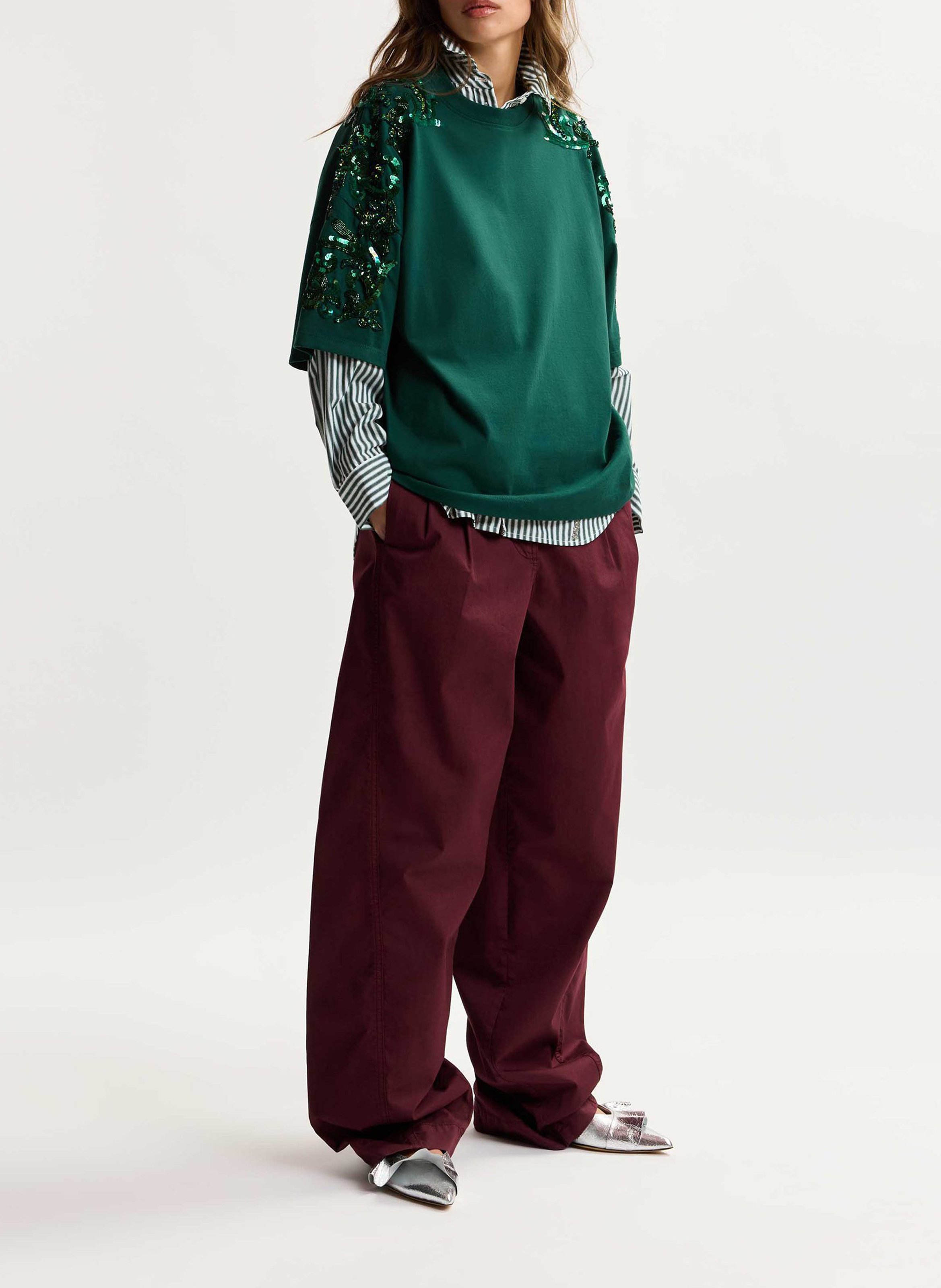 Oversize-T-Shirt mit Rundhalsausschnitt ESSENTIEL ANTWERP Grun