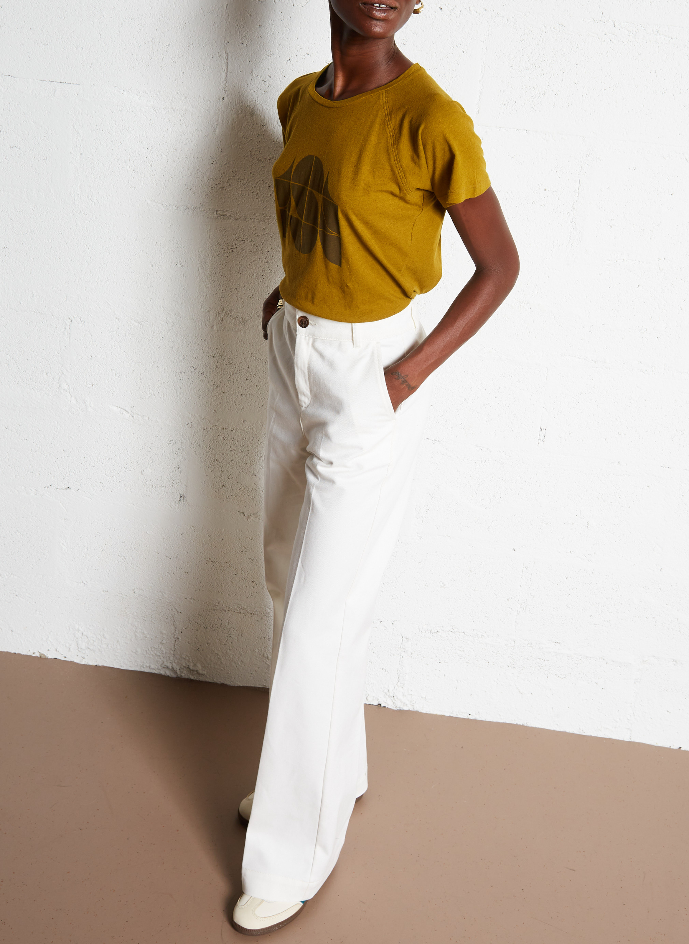 Wide leg cotton jeans SOEUR White