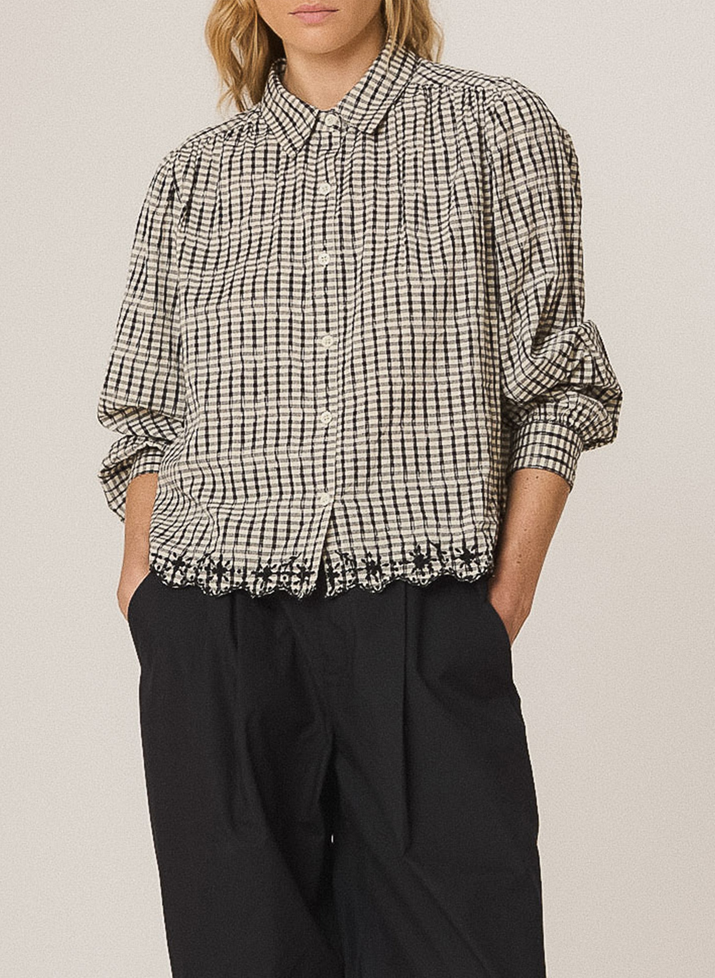 Chemise col classique en coton INDI & COLD Noir