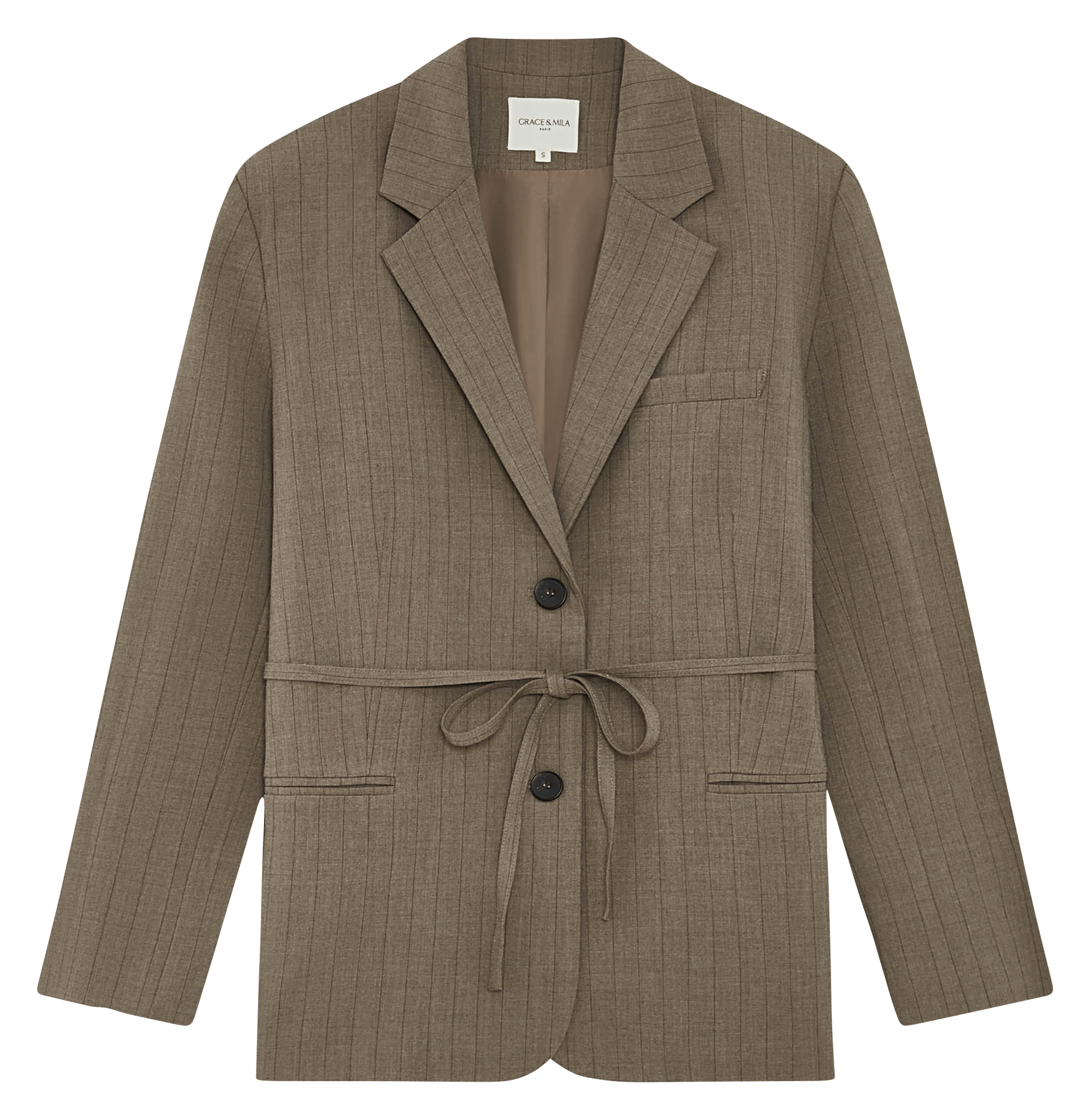 Veste tailleur droite rayée GRACE ET MILA Marron