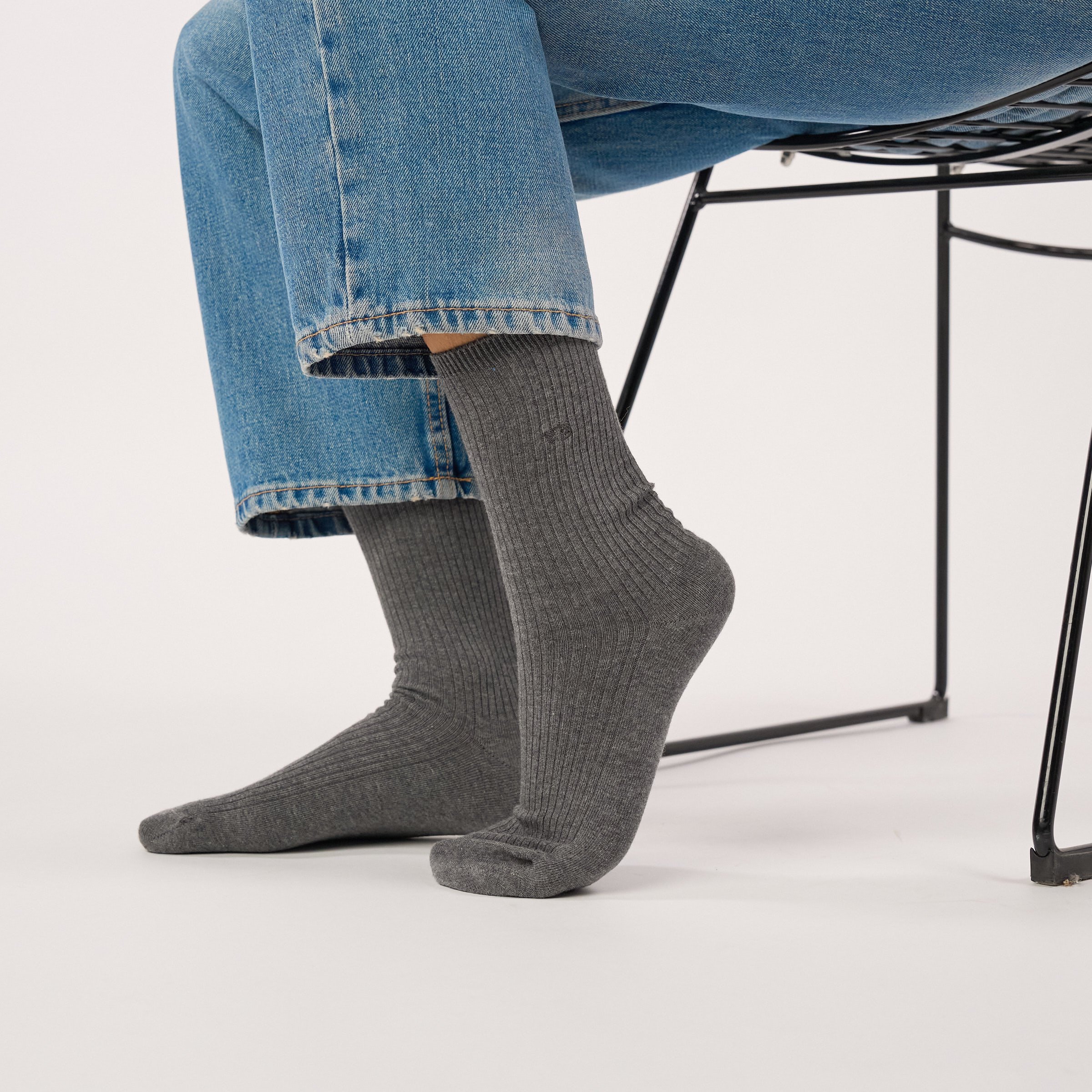Ribbed Solid Combed Cotton Socks BILLYBELT Grey