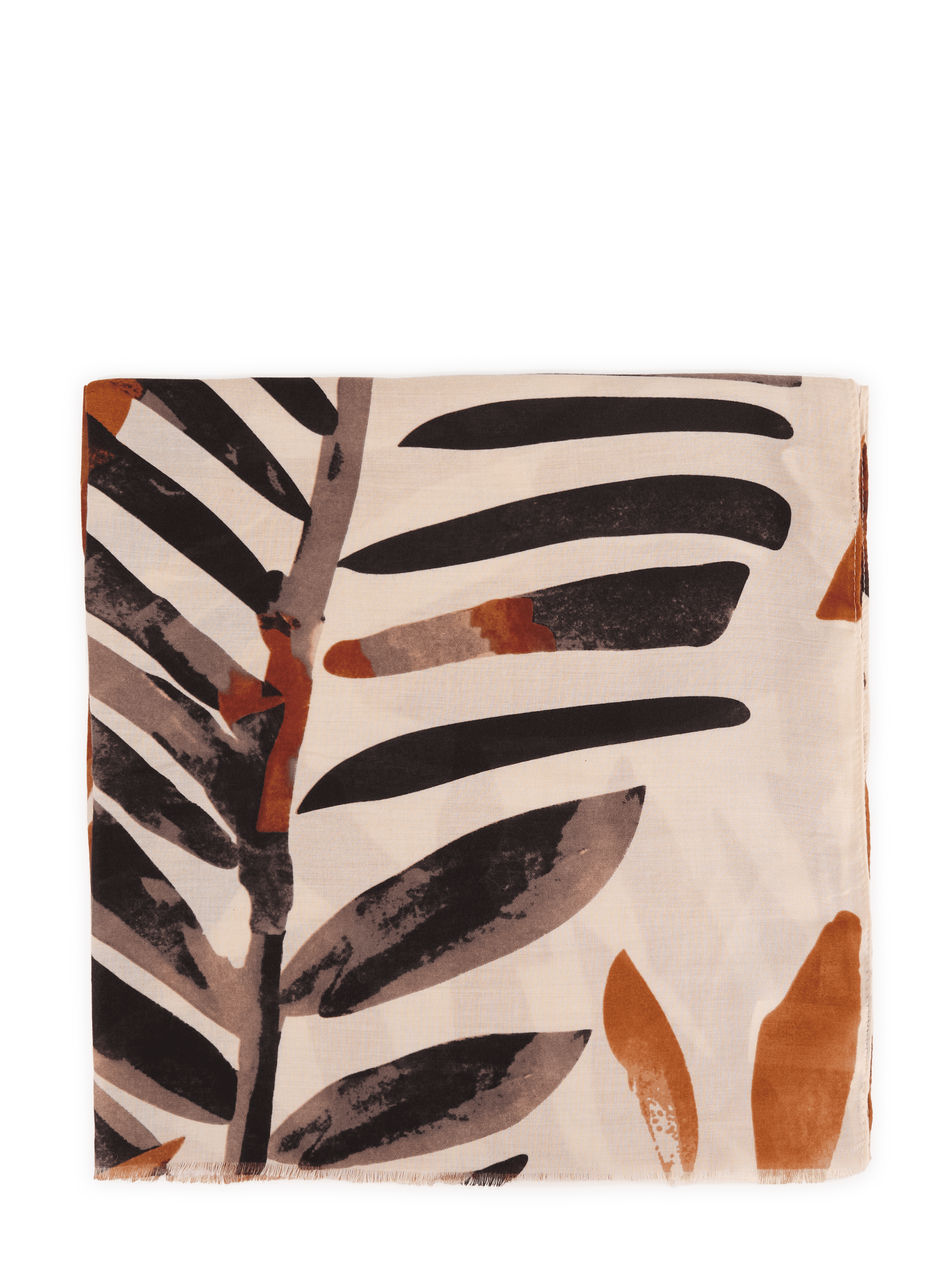 Floral pattern scarf with fringes AU PRINTEMPS PARIS Orange