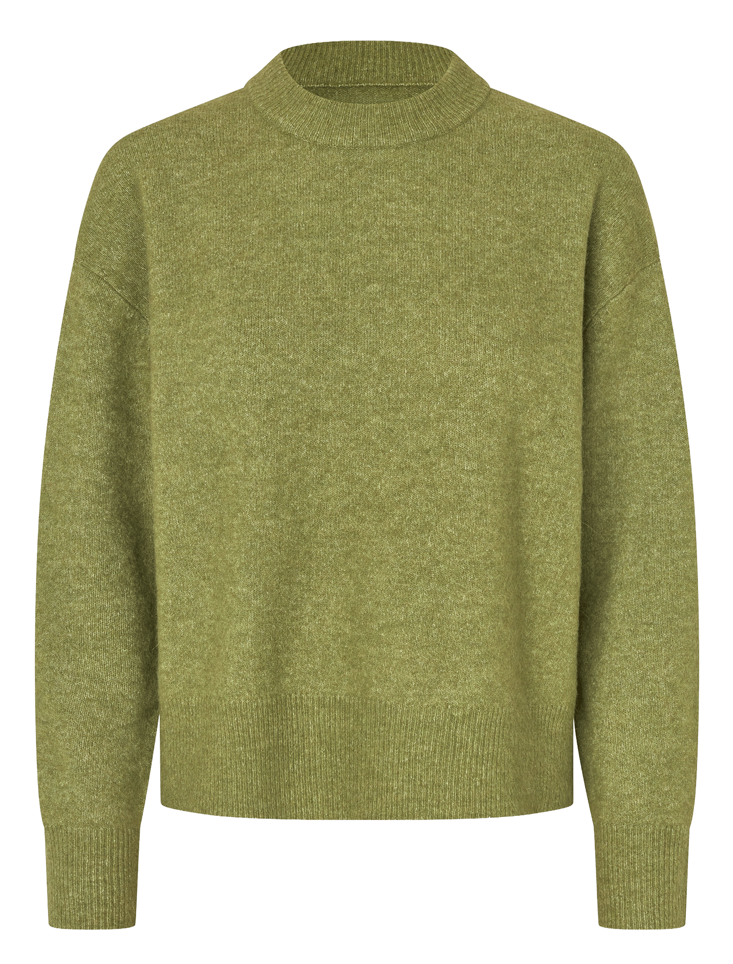Round-neck wool-blend straight-cut sweater SAMSOE SAMSOE Green