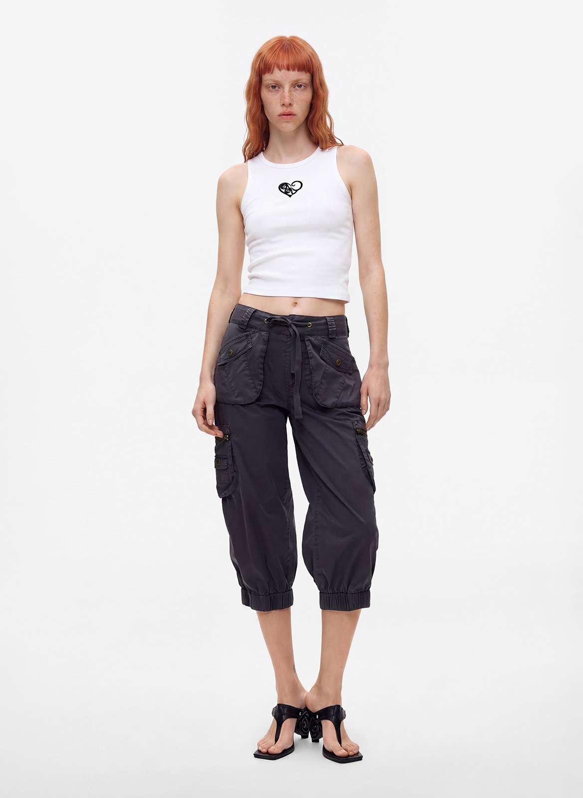 Eng anliegendes Tanktop mit Rundhalsausschnitt und bedrucktem Baumwollmischgewebe. DESIGUAL Weiss