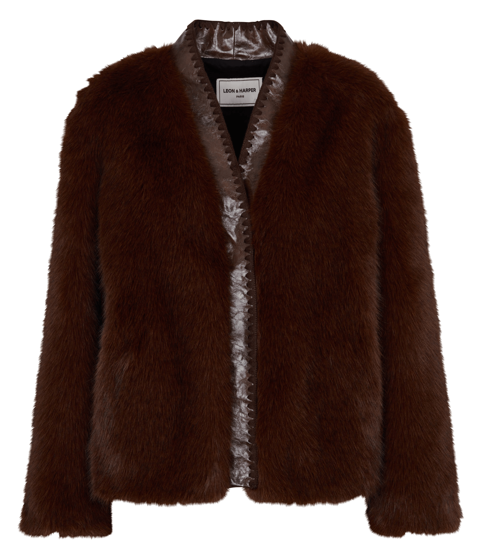 Gerade geschnittene Jacke aus Kunstpelz LEON & HARPER Braun