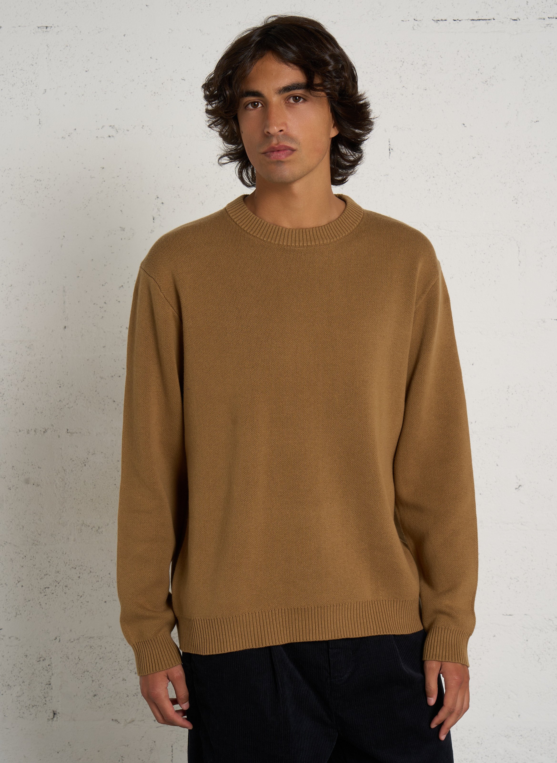 Regular-fit katoenen trui SOLID Wit