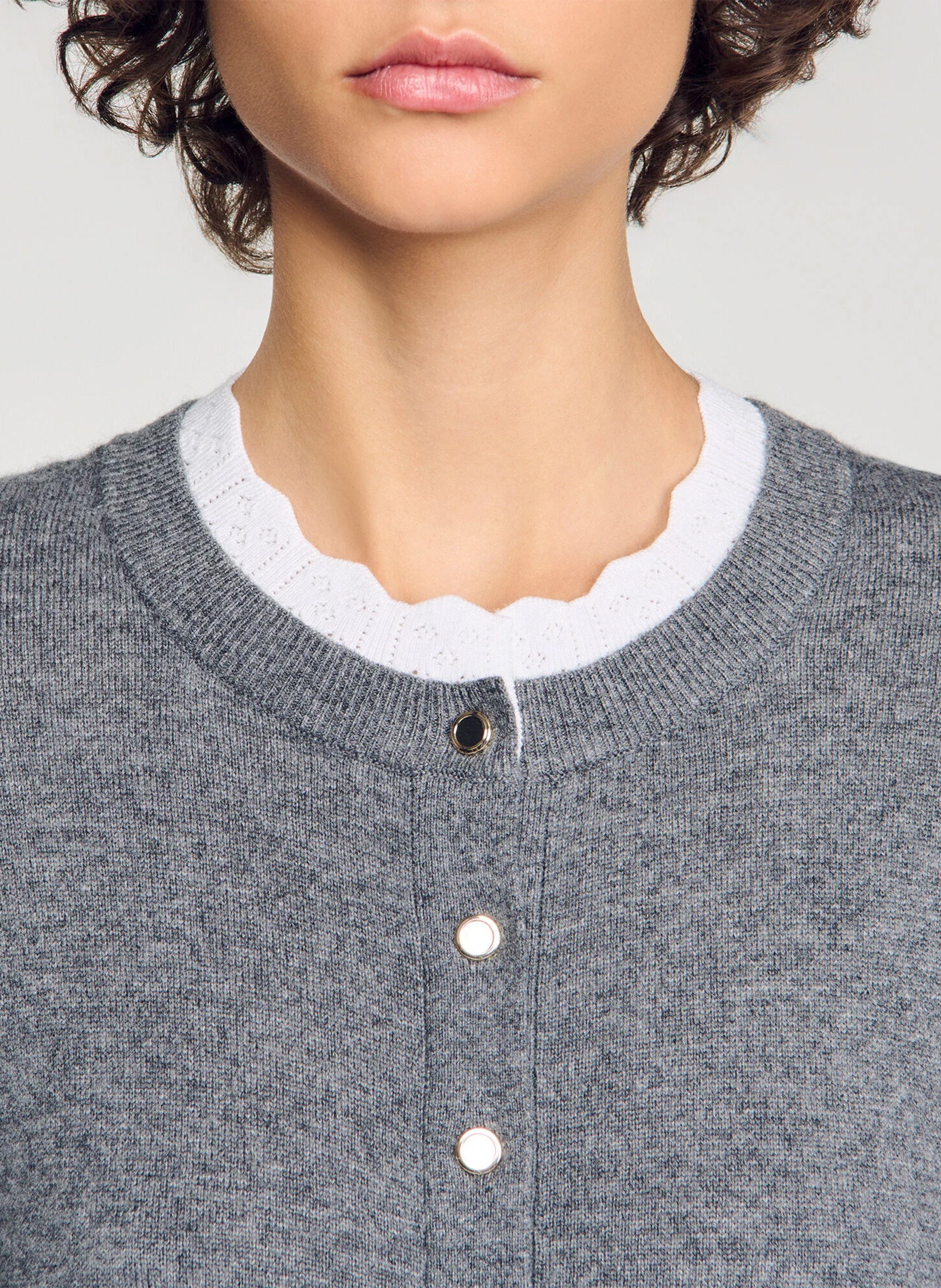 Robe longue évasée en laine et cachemire SANDRO Gris