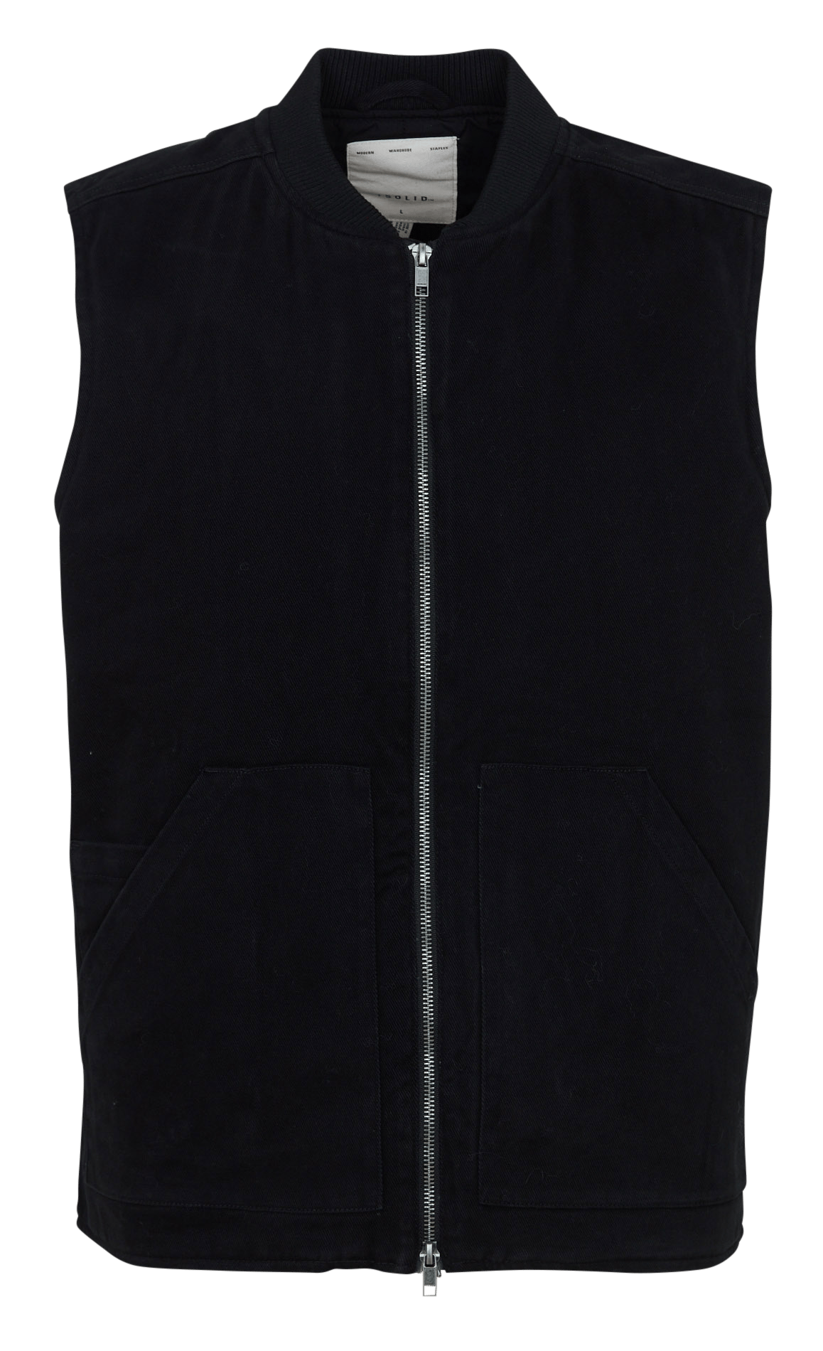 Sleeveless straight cotton jacket SOLID Black