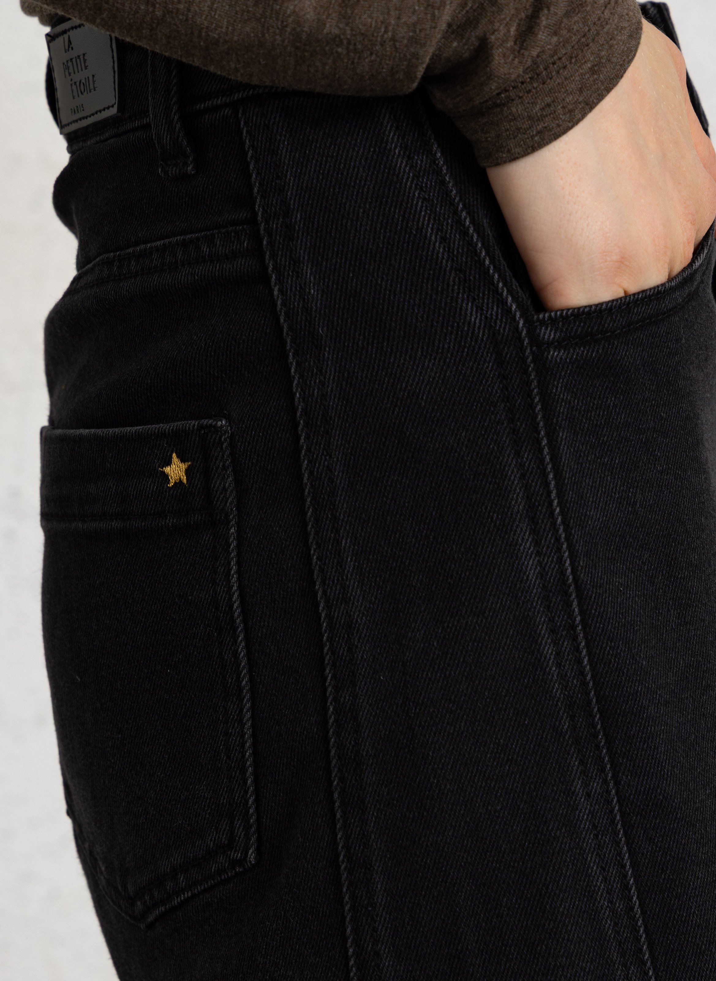 Mixed cotton barrel jeans LA PETITE ETOILE Black