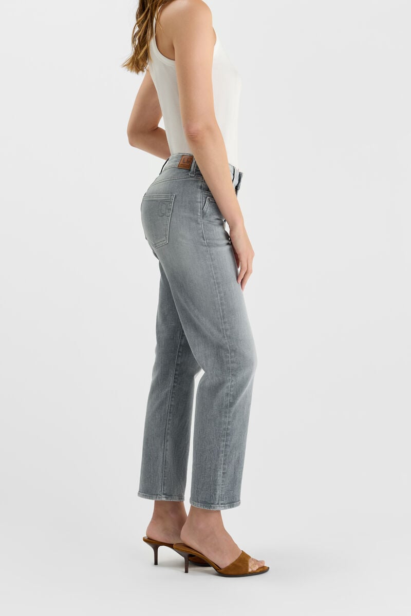 High-waisted straight-leg zip jeans LE TEMPS DES CERISES Grey