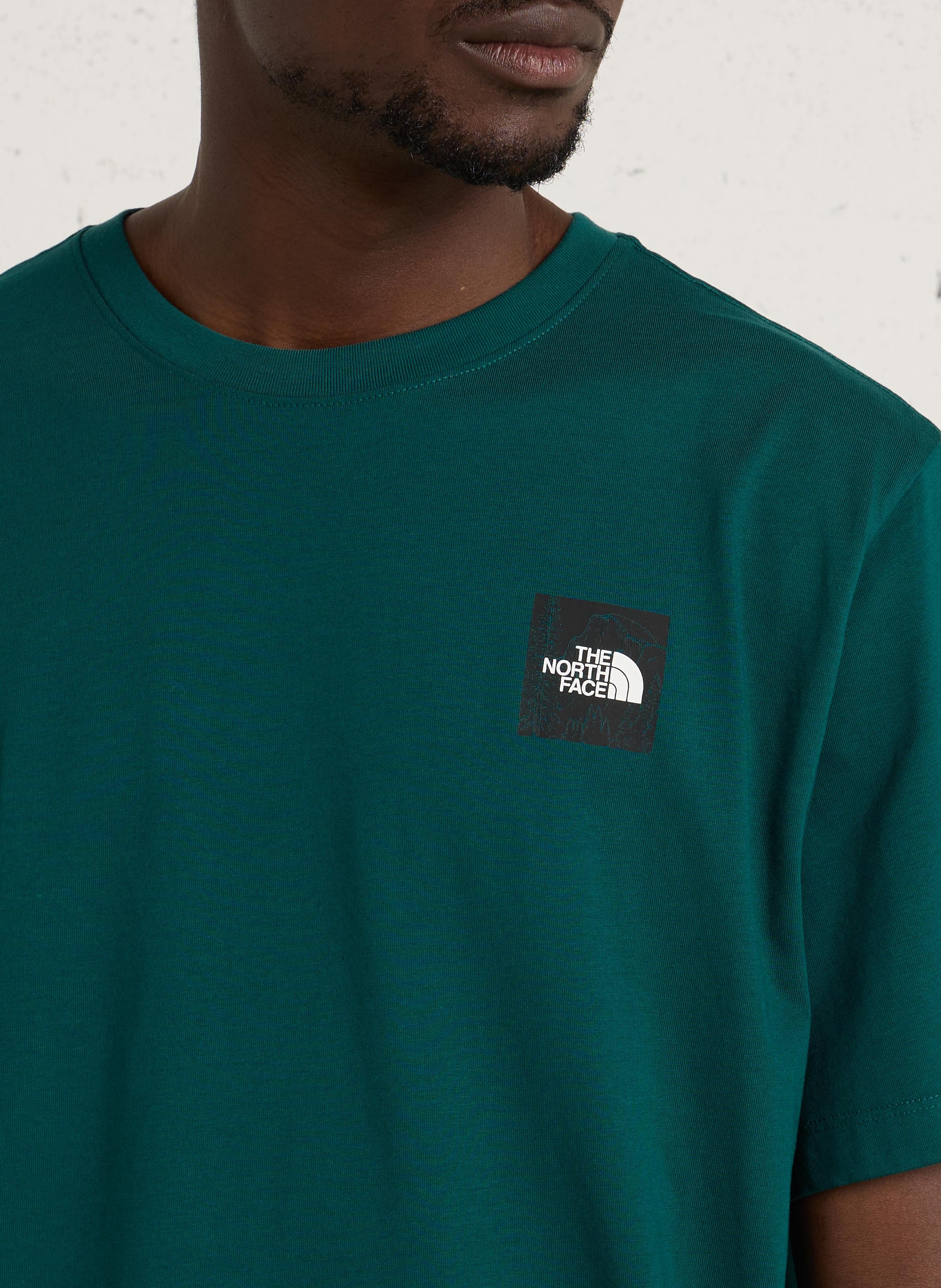 T-shirt manches courtes sérigraphié en coton mélangé THE NORTH FACE Bleu