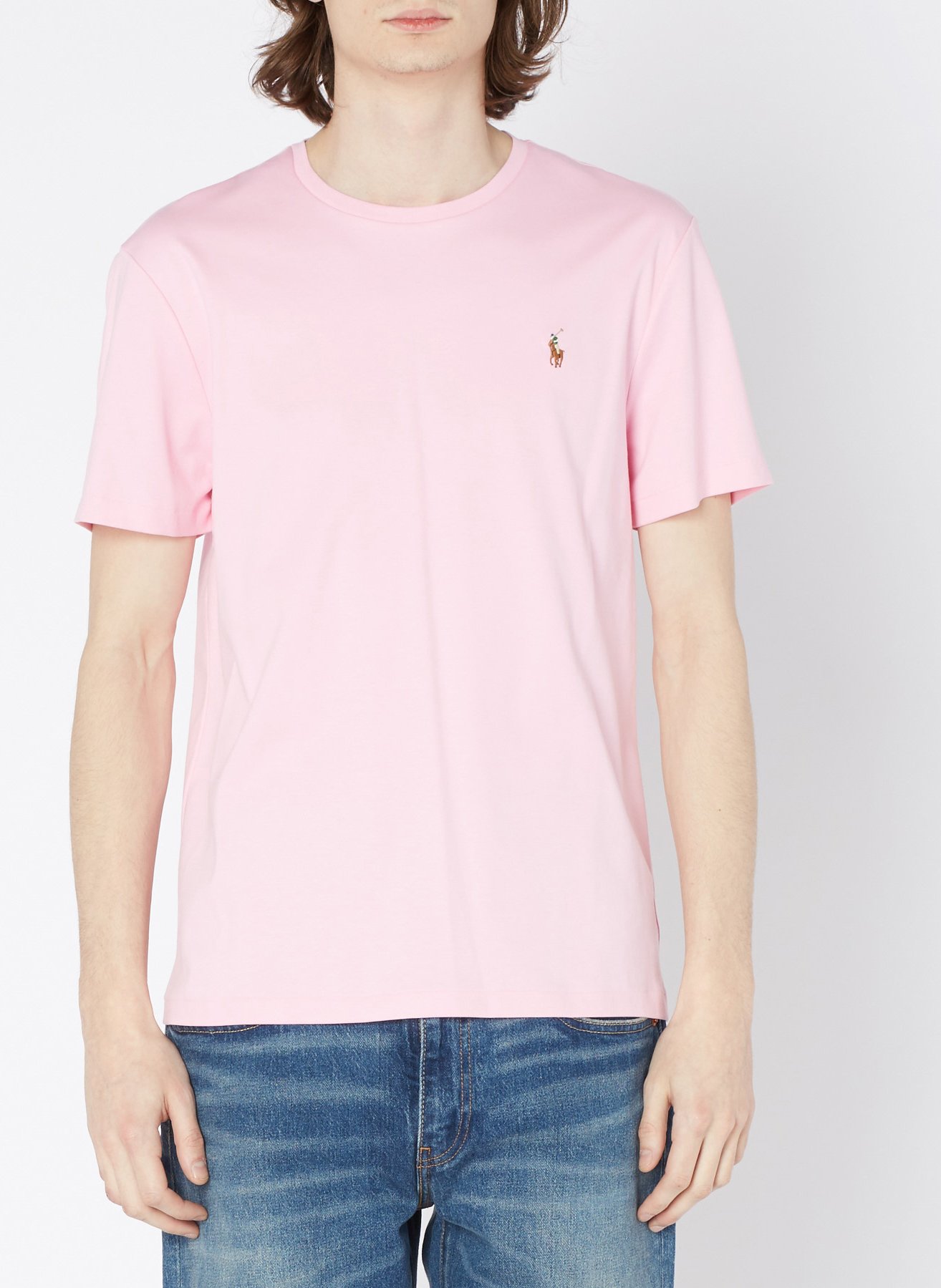Round-neck slim-fit pima cotton T-shirt with Pony Player POLO RALPH LAUREN