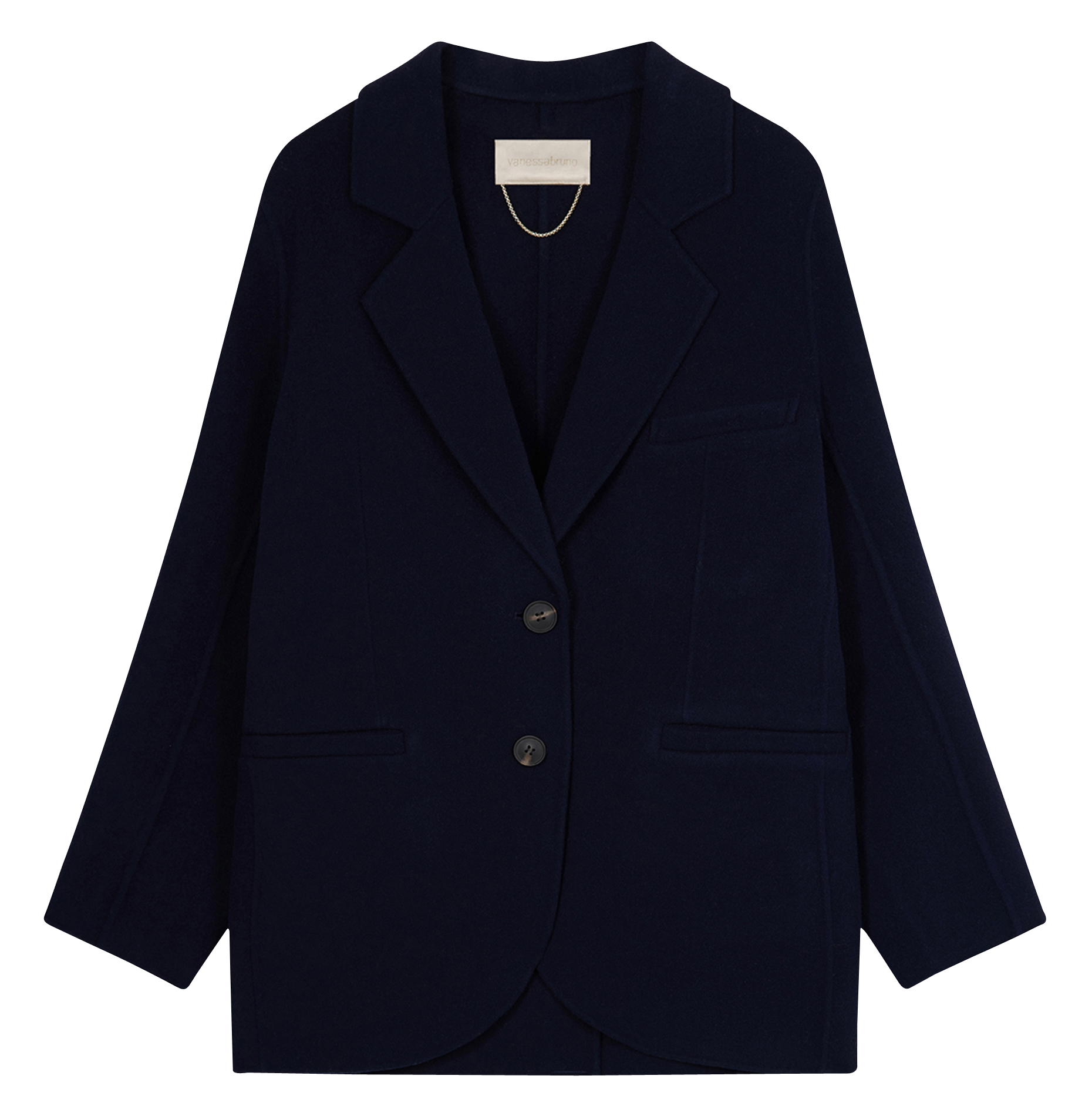 Jasje met reverskraag | wolblend VANESSA BRUNO Blauw