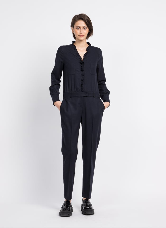 Ruffled Woolen Jumpsuit Navy Pablo Women Place des Tendances