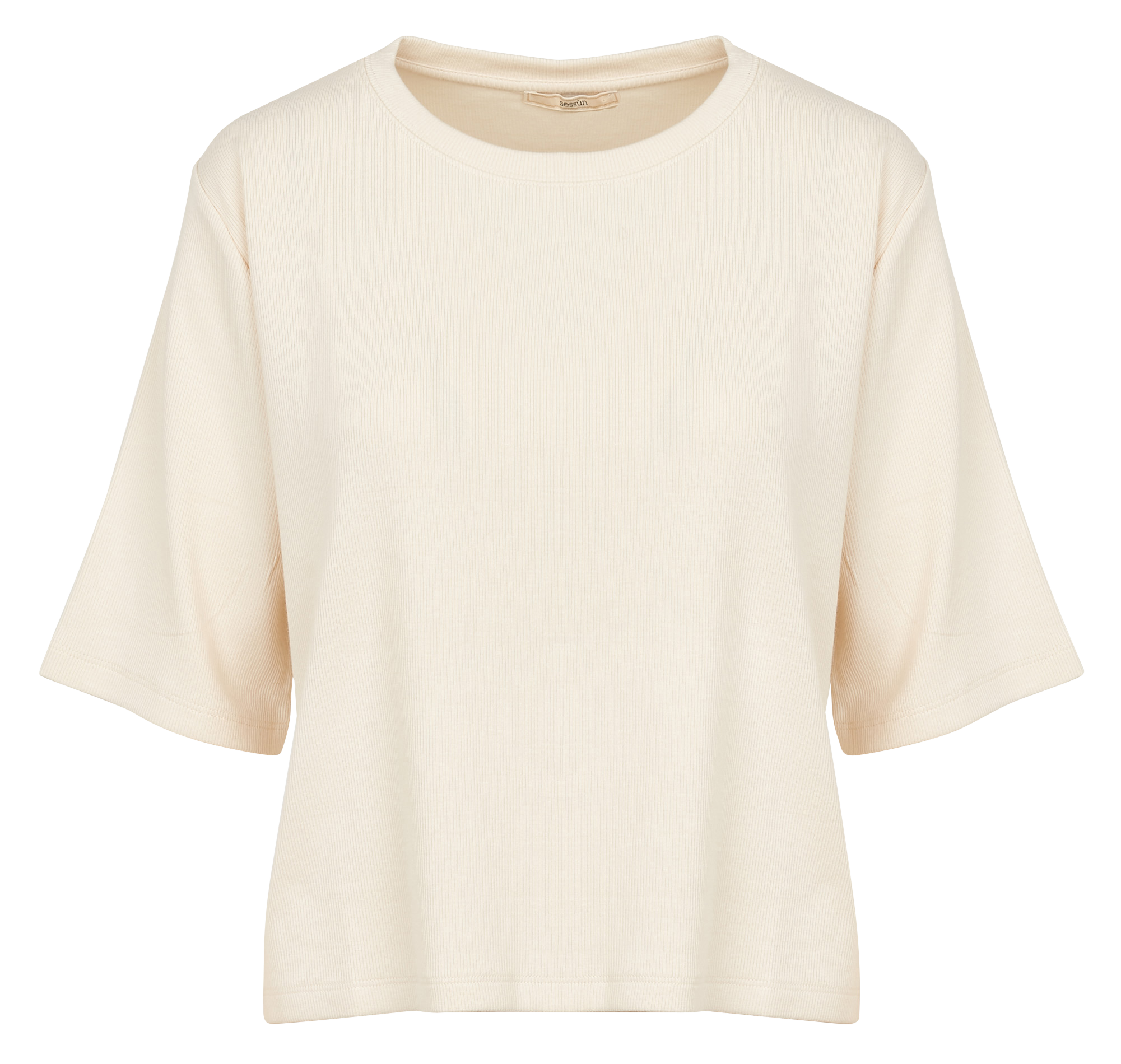 Tee-shirt col rond en jersey côtelé SESSUN Beige