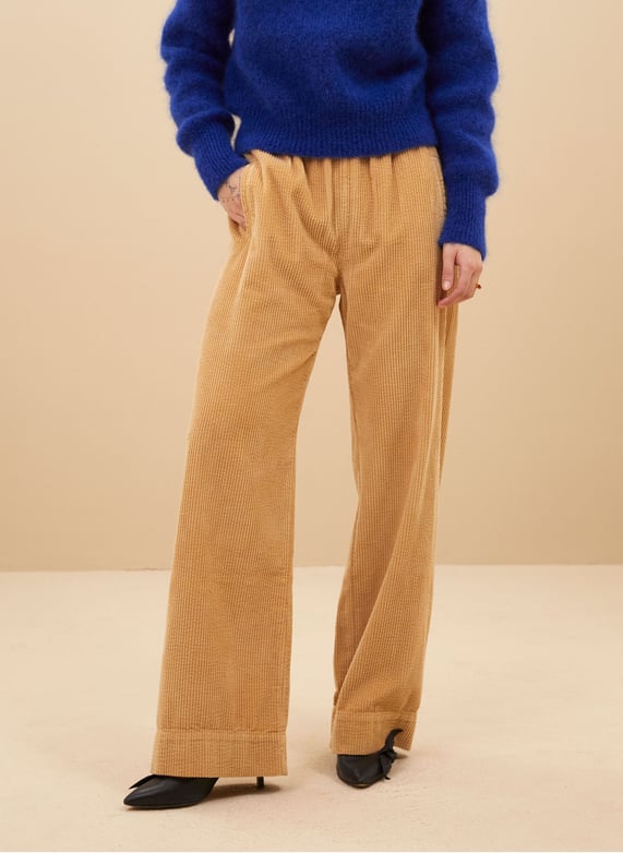 Pantalon fille large en velours marron Pantalon fille large en velours marron