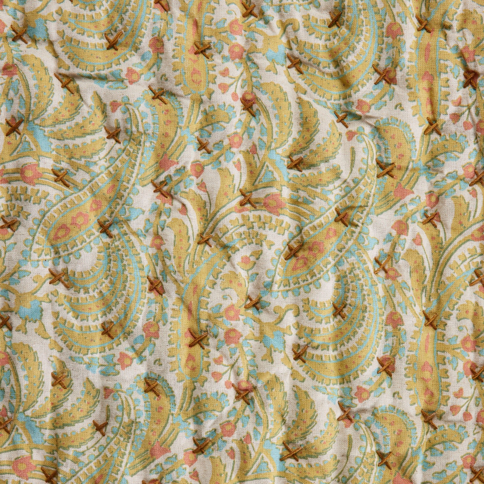 CARLINA - Quilted linen bedspread MADURA Yellow