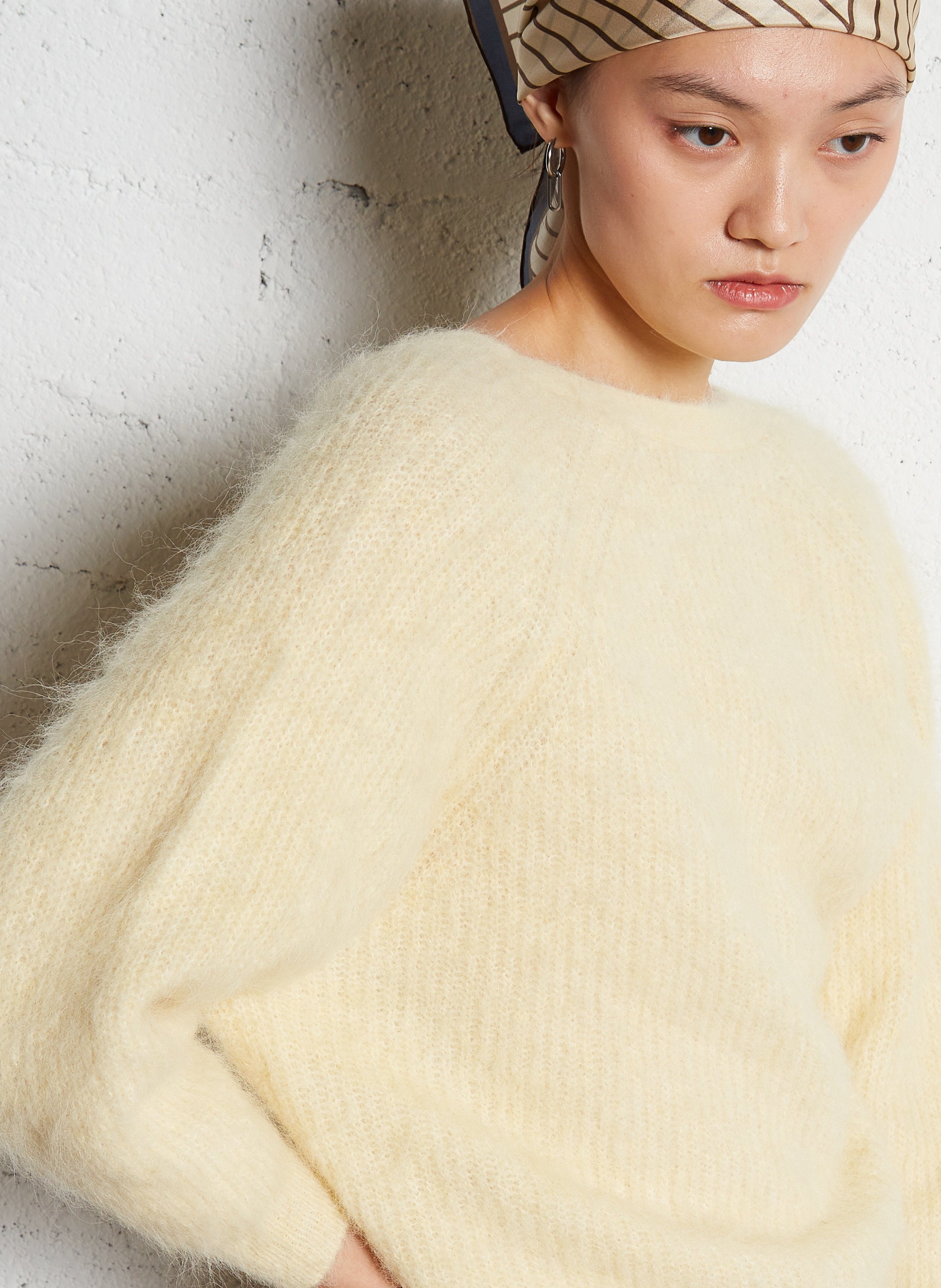 Pull col rond en alpaga mélangée BA&SH Beige