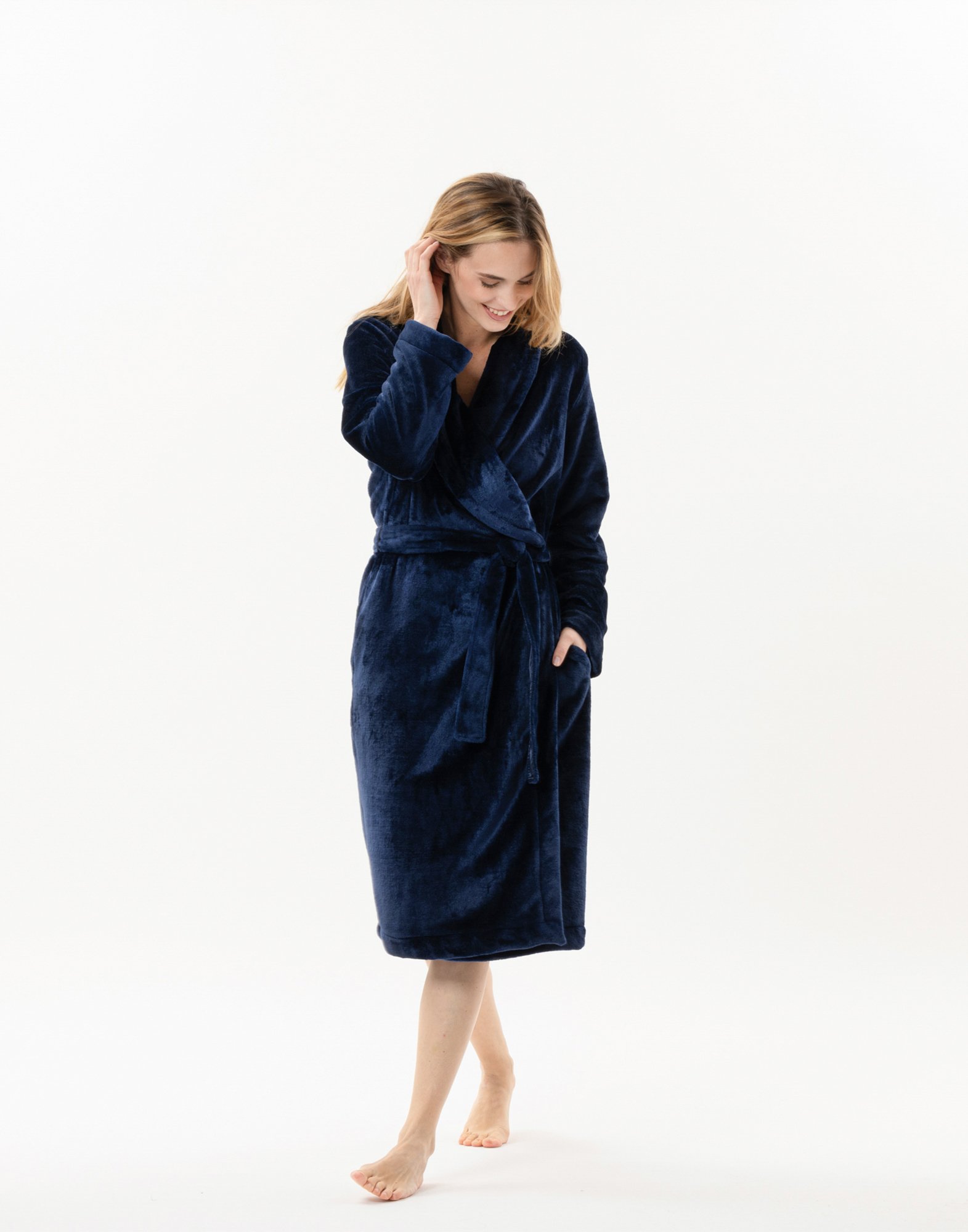 Plush Flannel Robe LE CHAT Blue