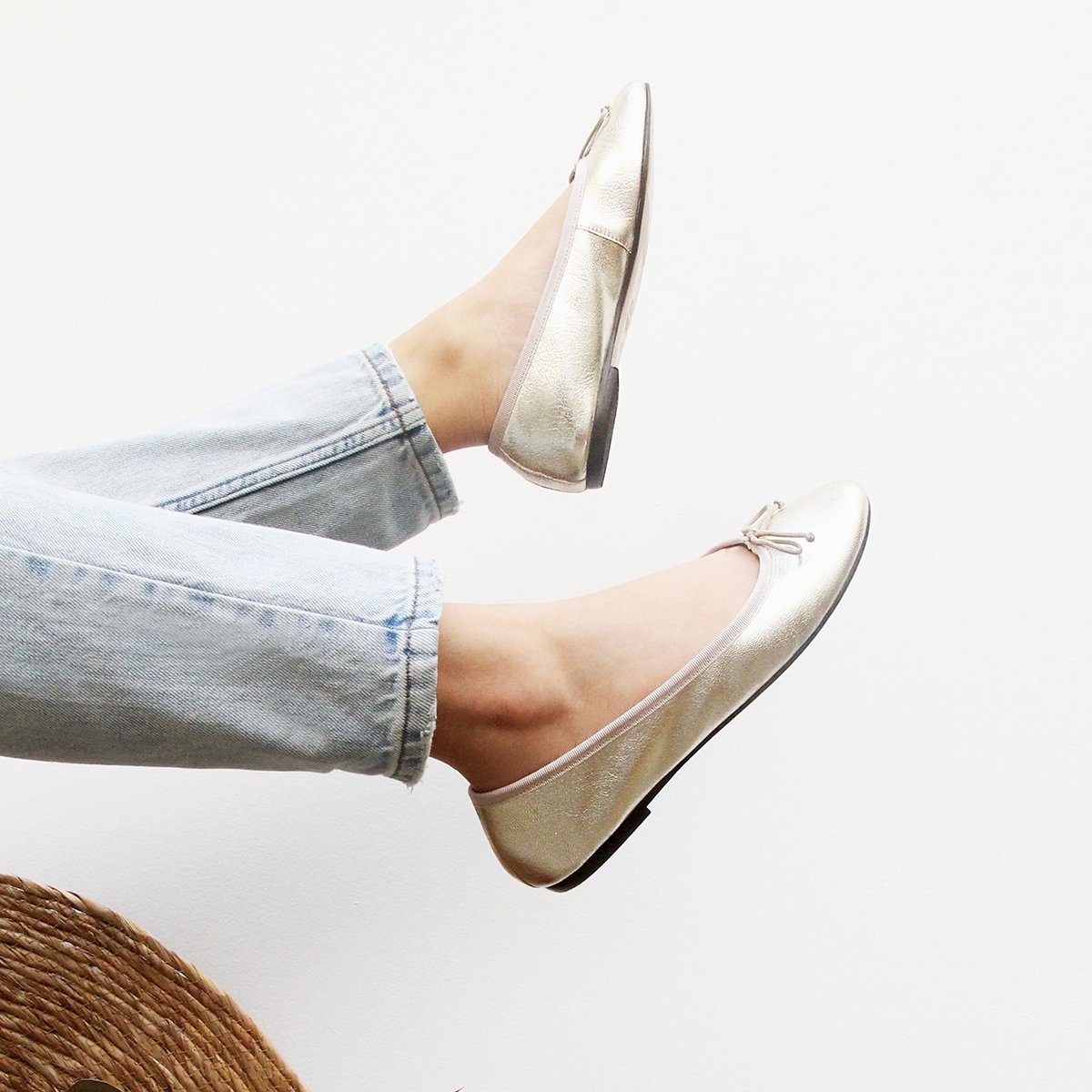 Classic metallic leather ballet flats JULES & JENN Golden