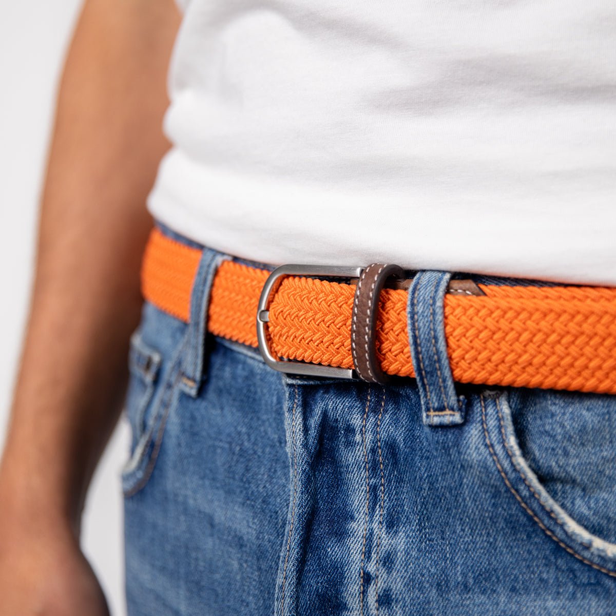 Solid Elastic Braided Belt BILLYBELT Orange