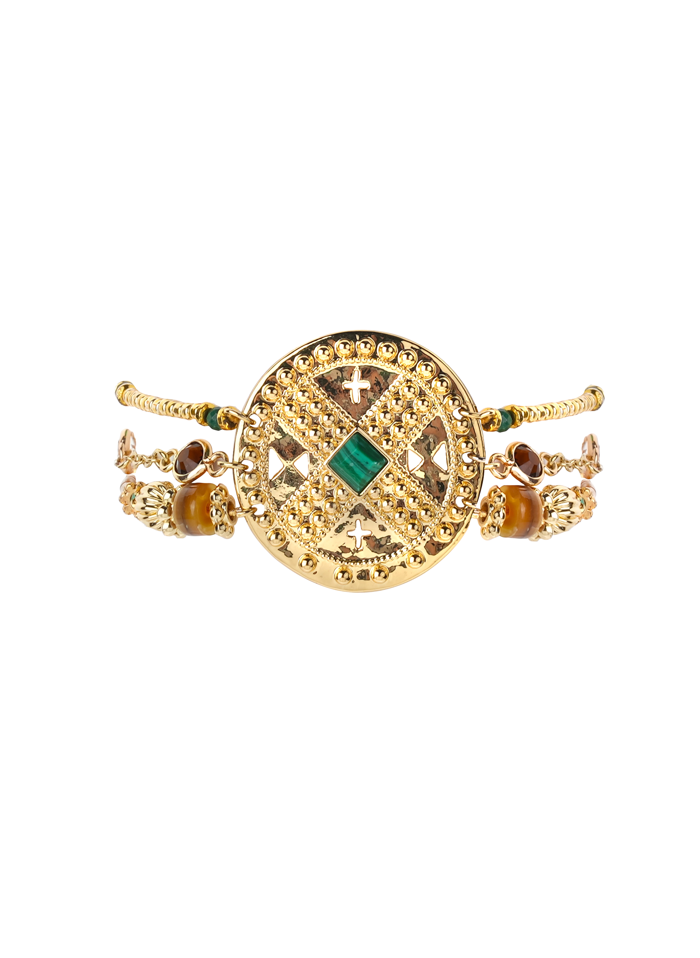 Multilink cuff bracelet with magnetic clasp HIPANEMA Golden