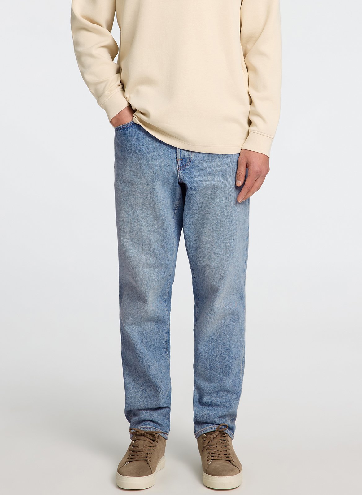 Straight organic cotton-blend jeans SELECTED Blue