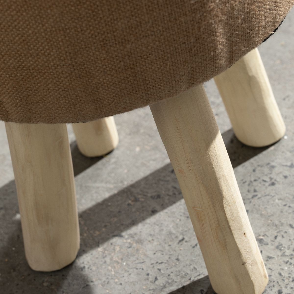Wooden jute stool FACTORY Beige