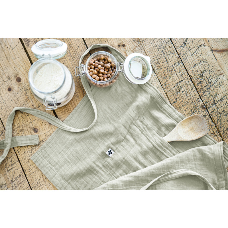 Chef apron in cotton gauze L'EFFET PAPILLON Green