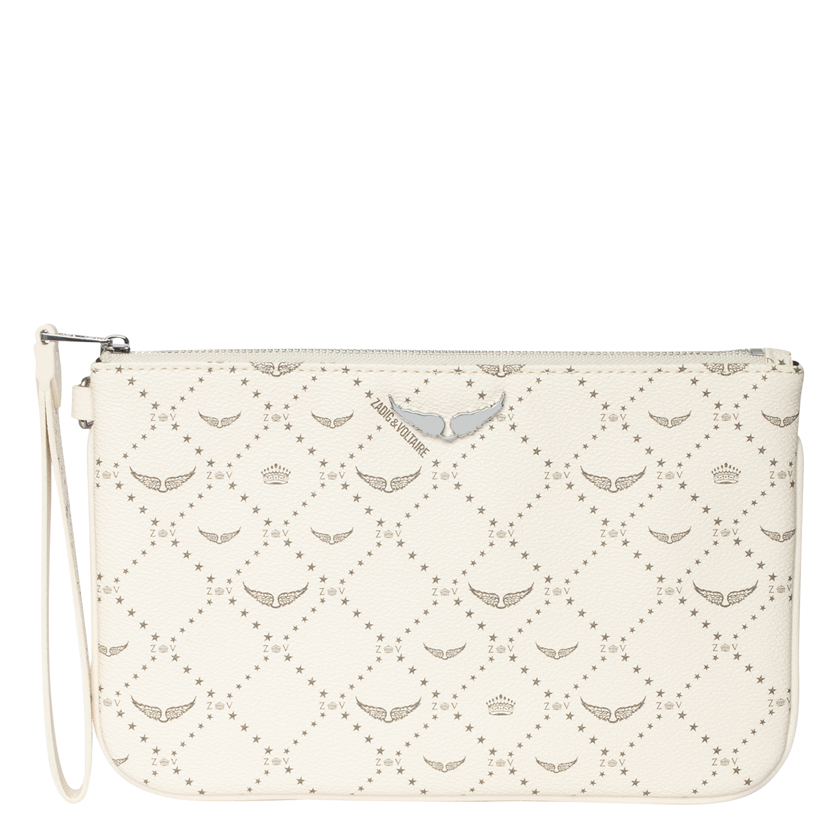 Pochette en toile monogramme ZADIG&VOLTAIRE Blanc